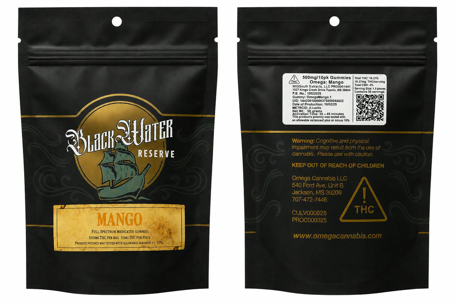 Black Water Reserve | 500mg | Mango | Gummies | 10pk