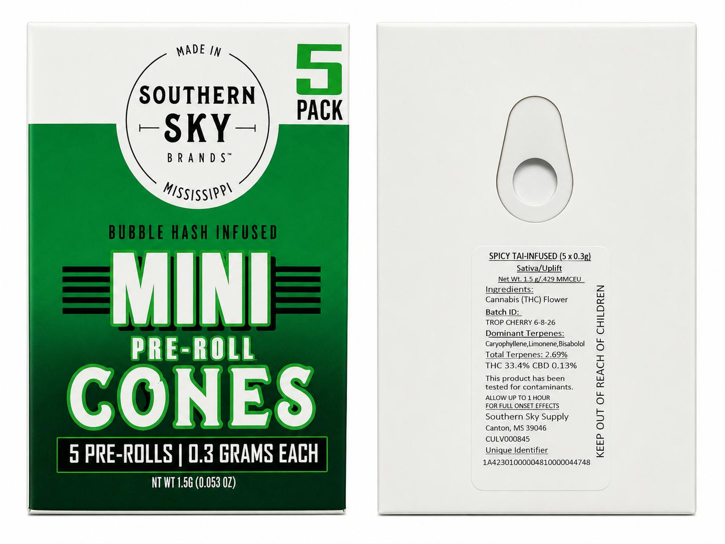 Southern Sky | 1.5g | Spicy Tai | Bubble Hash Infused | 5pk