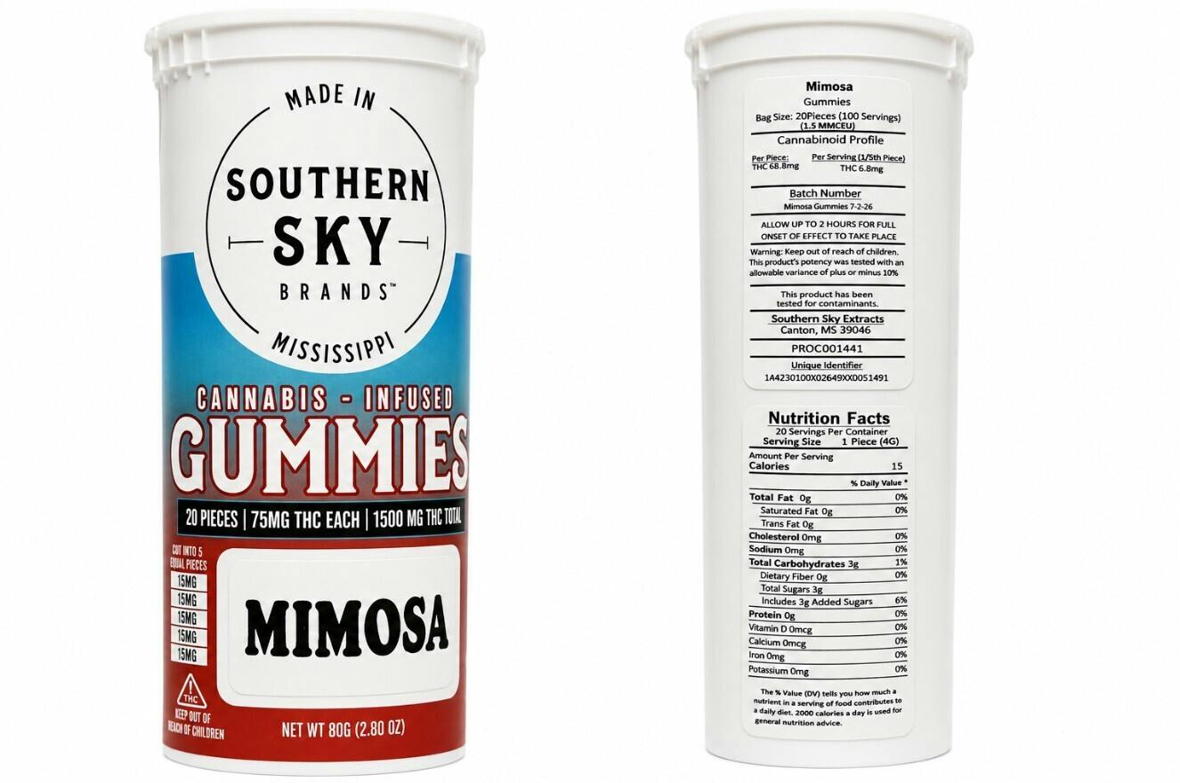 Southern Sky | 1500mg | Mimosa | Gummies | 20pk