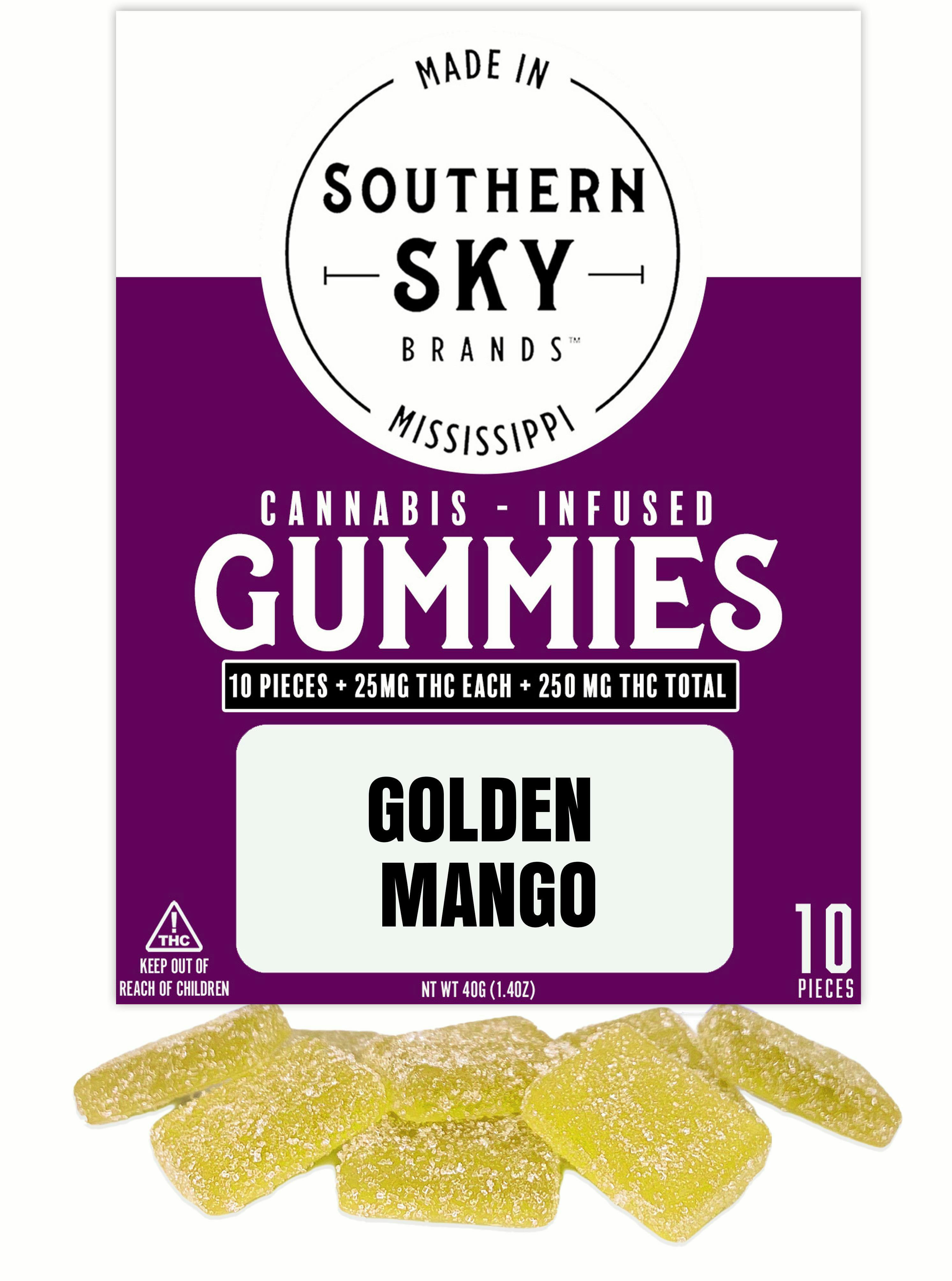 Golden Mango Gummies | 250mg | 10ct | 25mg/ea by Southern Sky Brands