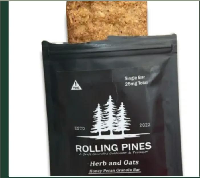 Rolling Pines | 25mg | Honey Pecan | Granola Bar at DABBS Cannabis Dispensary