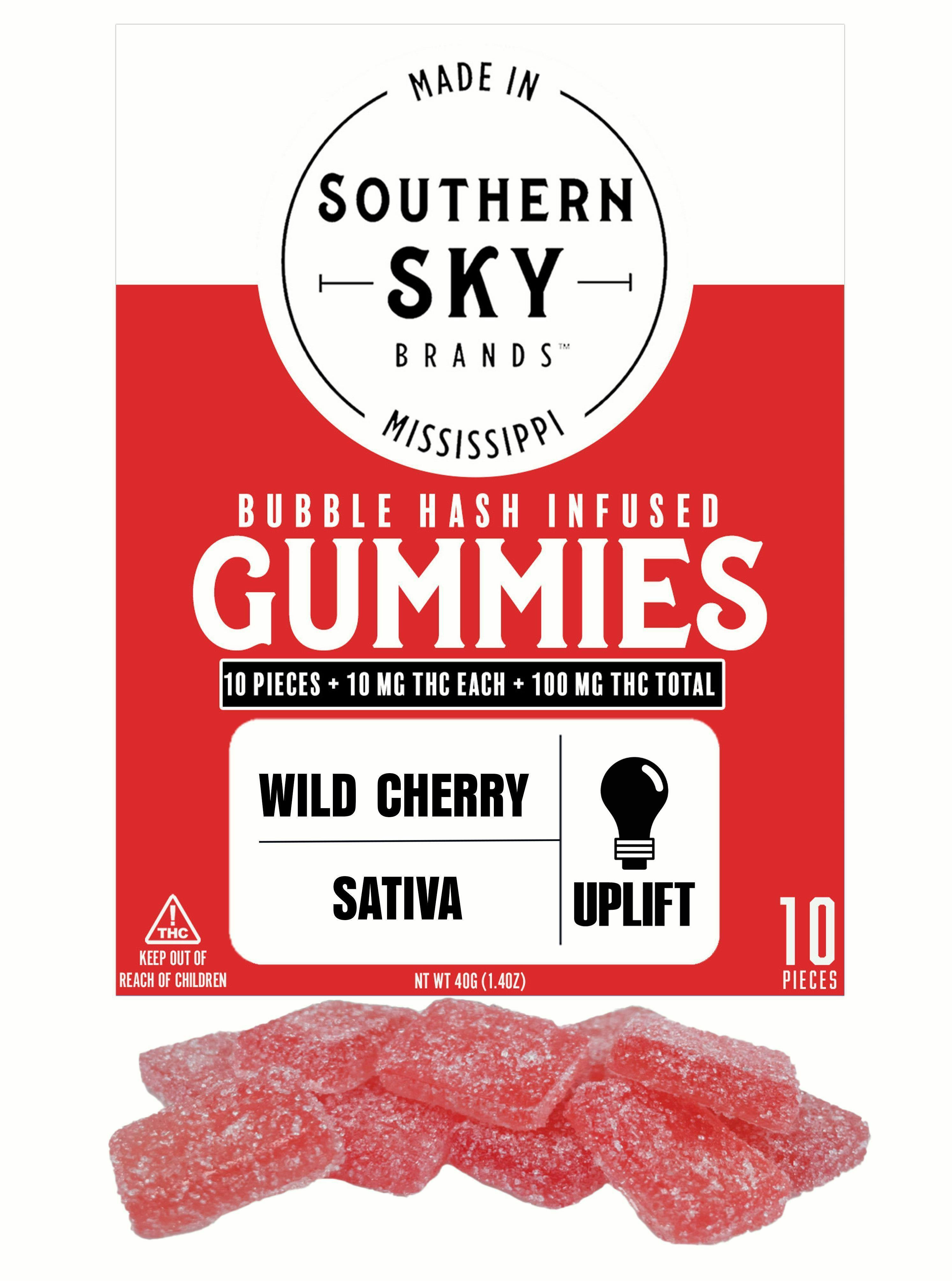 Wild Cherry Hash Gummies | 100mg | 10ct | 10mg/ea by Southern Sky Brands