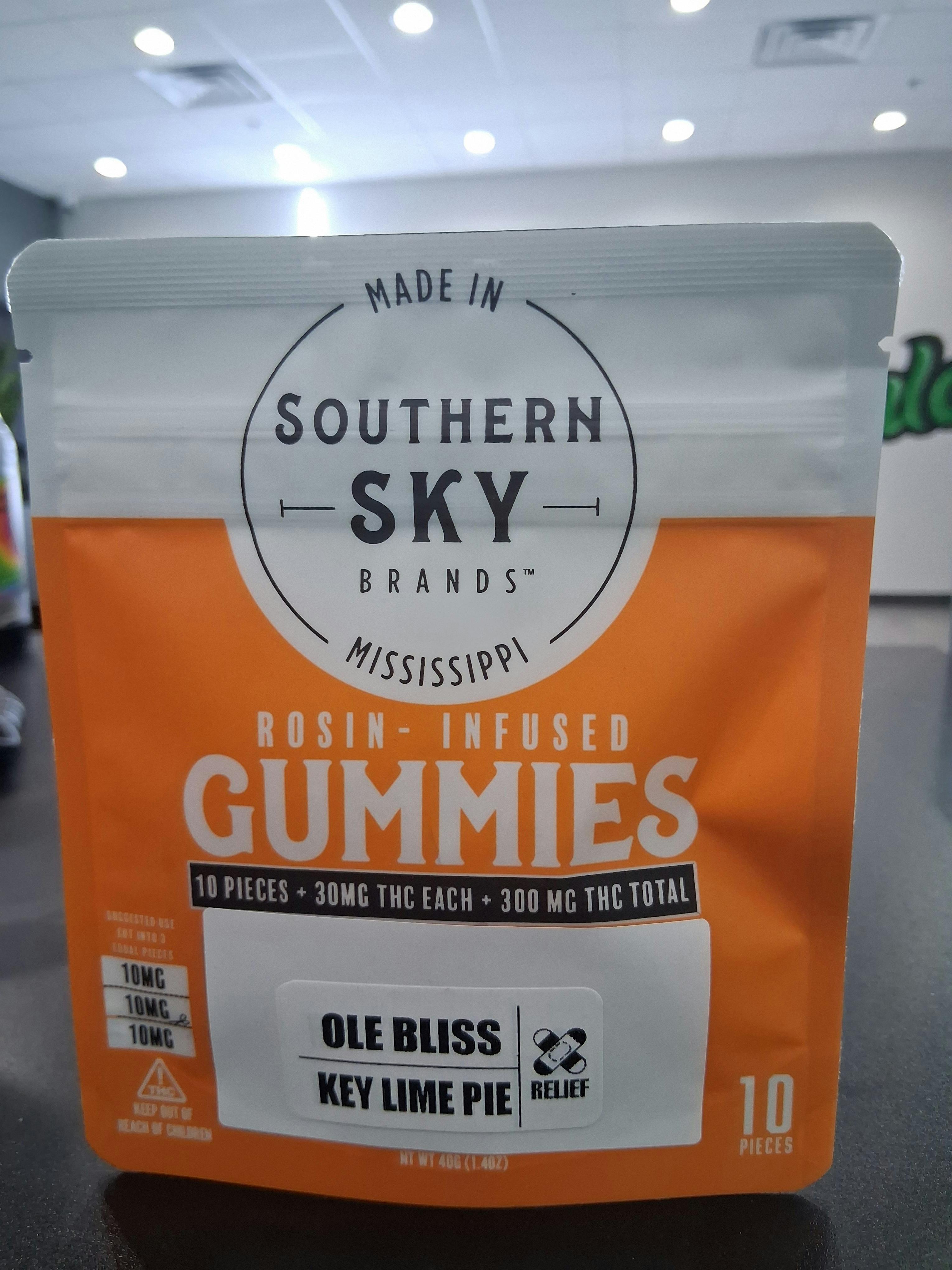 Key Lime Pie x Ole Bliss Live Rosin Gummies | 300mg | 10ct | 30mg/ea by Southern Sky Brands