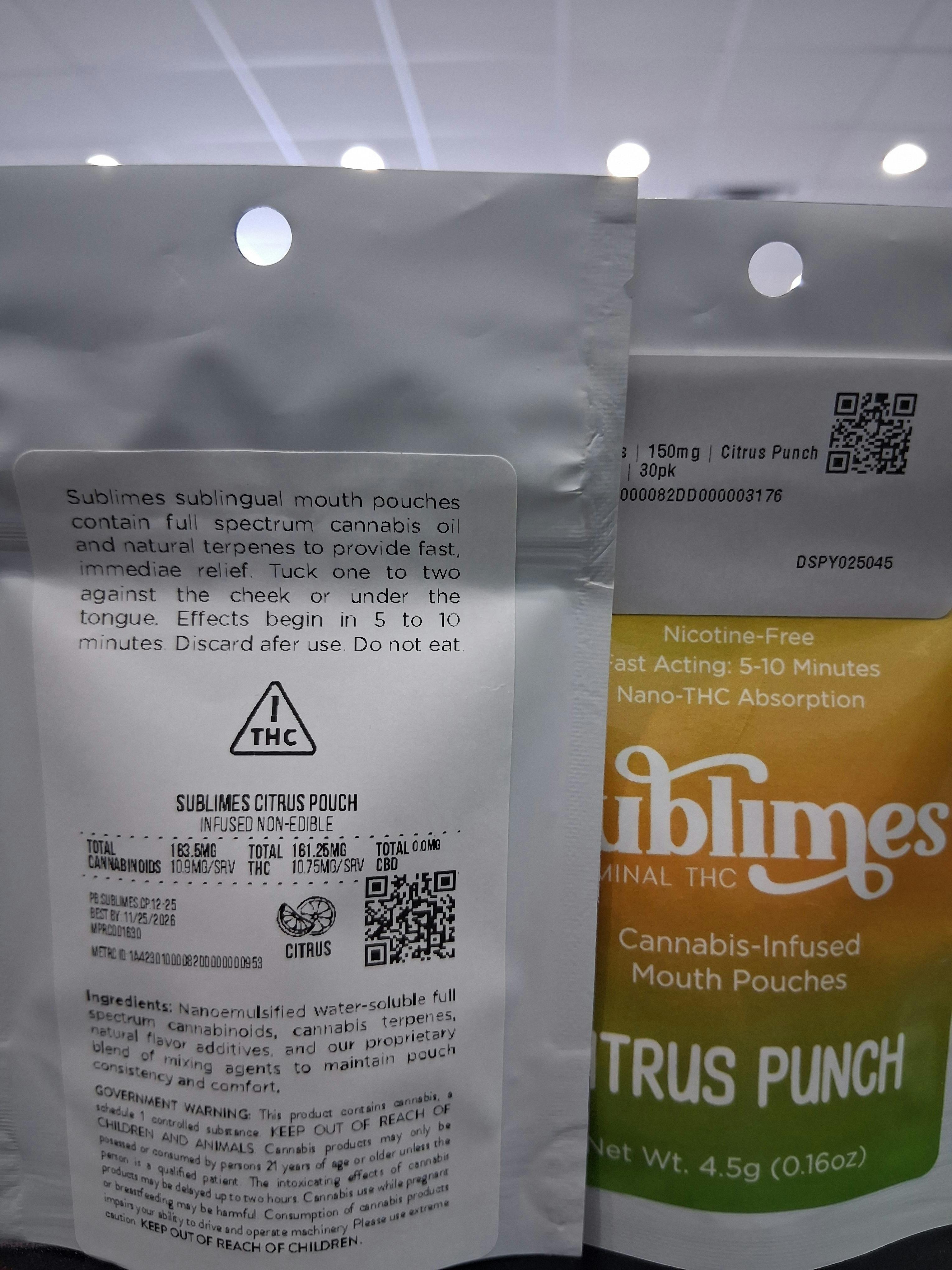 Sublimes | 150mg | Citrus Punch Pouches | | 30pk | 5mg/ea