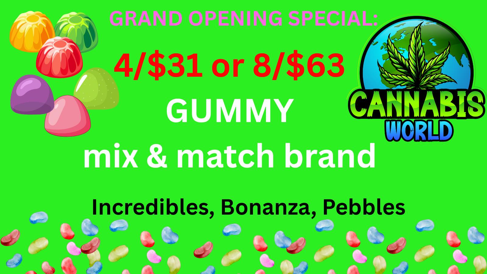 Pebbles Gummy Hybrid (4/$31 mix brands Pebbles,Incredibles, Bonanza, Devour)