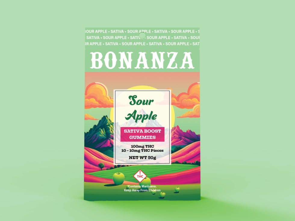 Boosted Gummies Sour Apple Sativa by Bonanza Cannabis Company