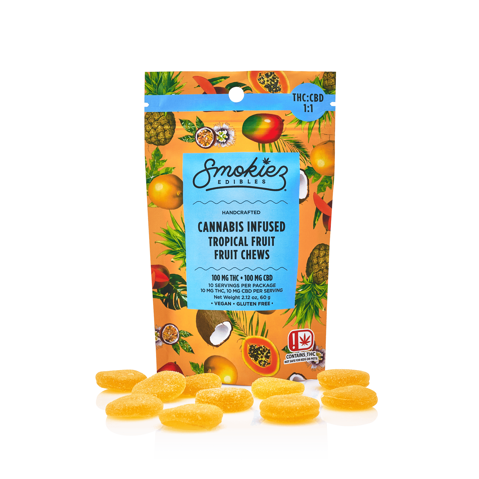 Tropical Fruit Gummies | 100mg | 10ct | 10mg/ea by Smokiez Edibles