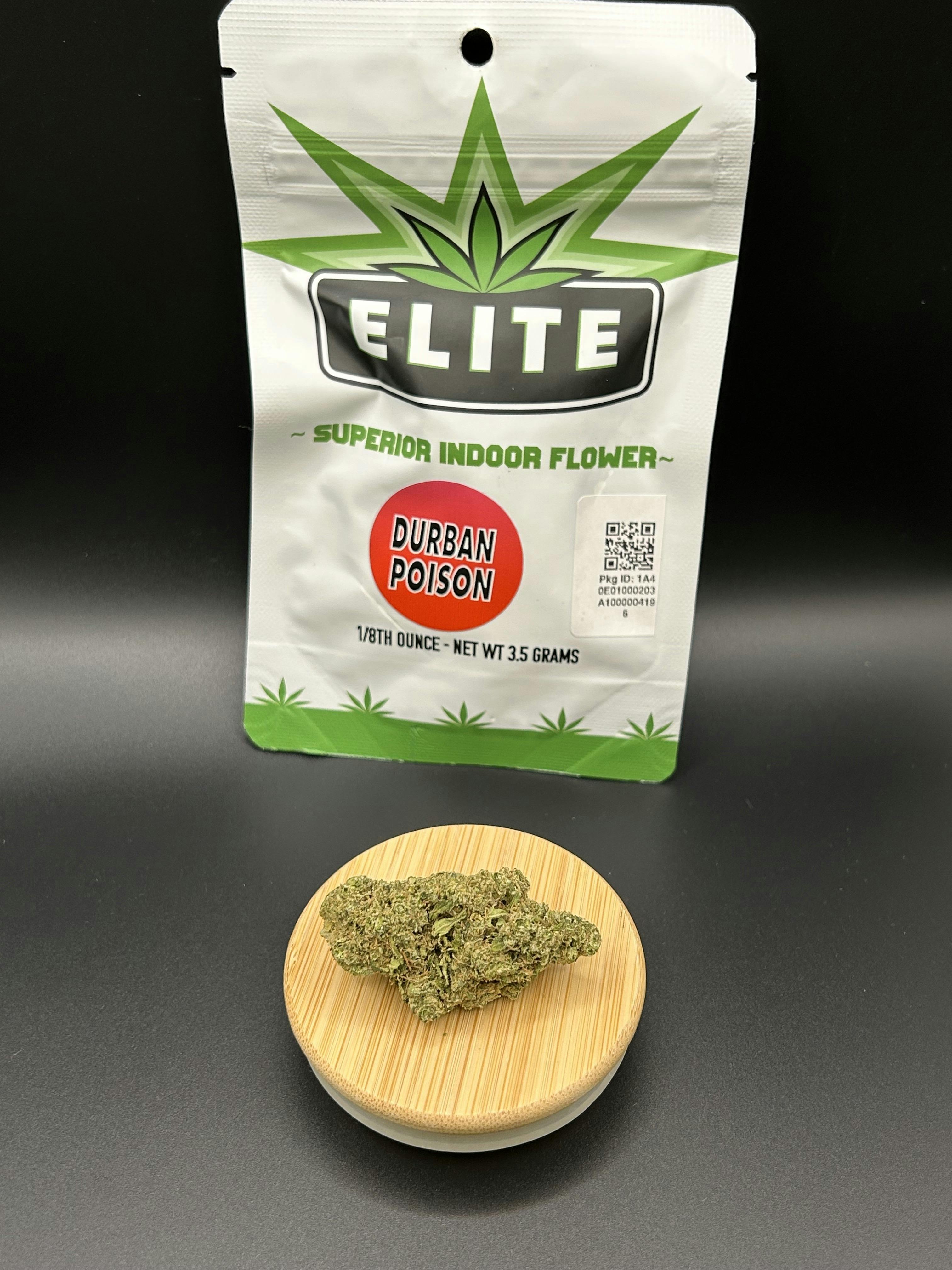 Elite | Durban Poison | THC: 29.61% TERPS: 2.80% | 3.5G Pre-Packs (Tax Included)