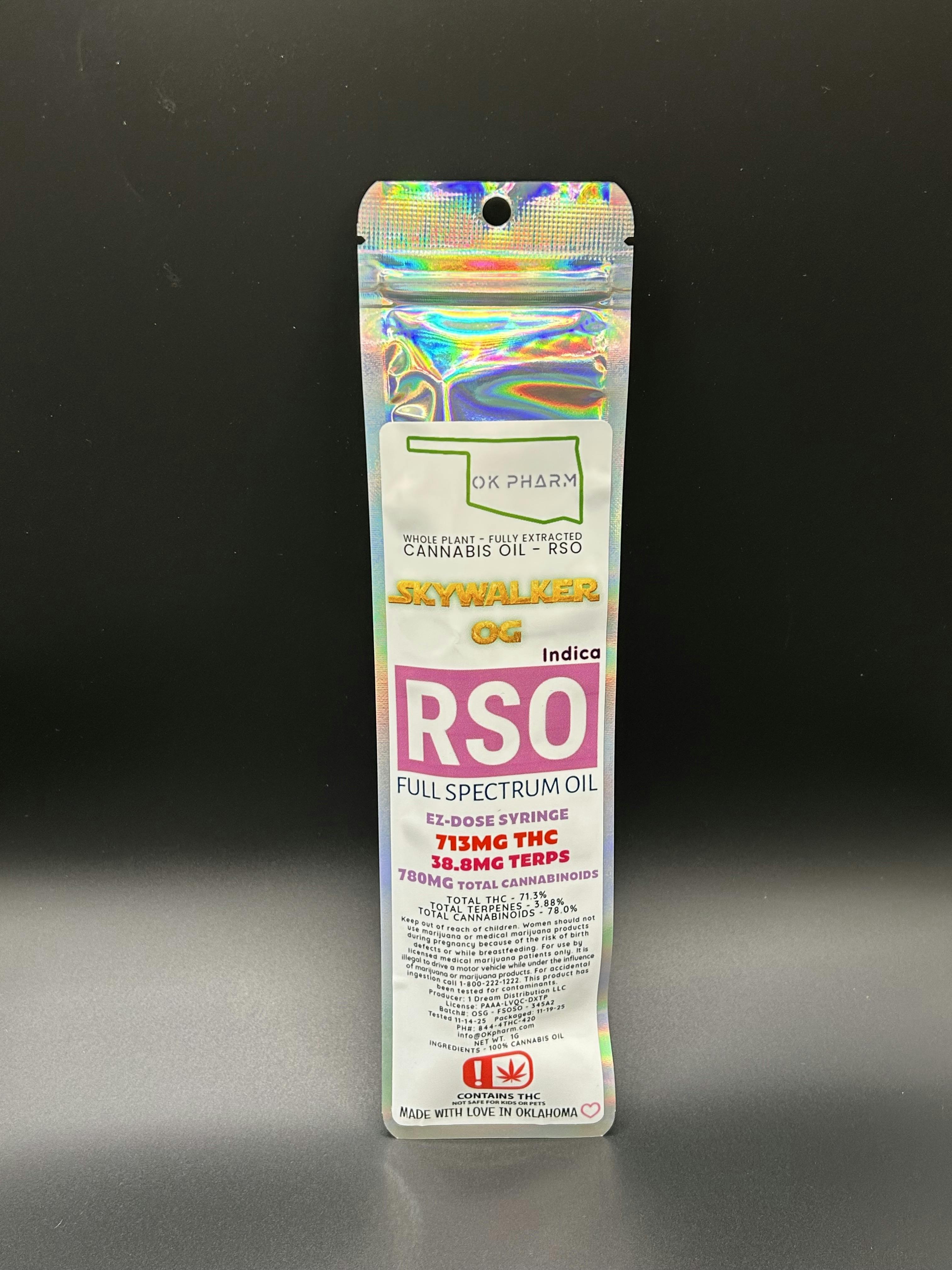 OK Pharm | Skywalker OG | THC: 71.3% TERPS: 3.88% | RSO Syringe (Tax Included at Noble Cannabis Co Dispensary LLC