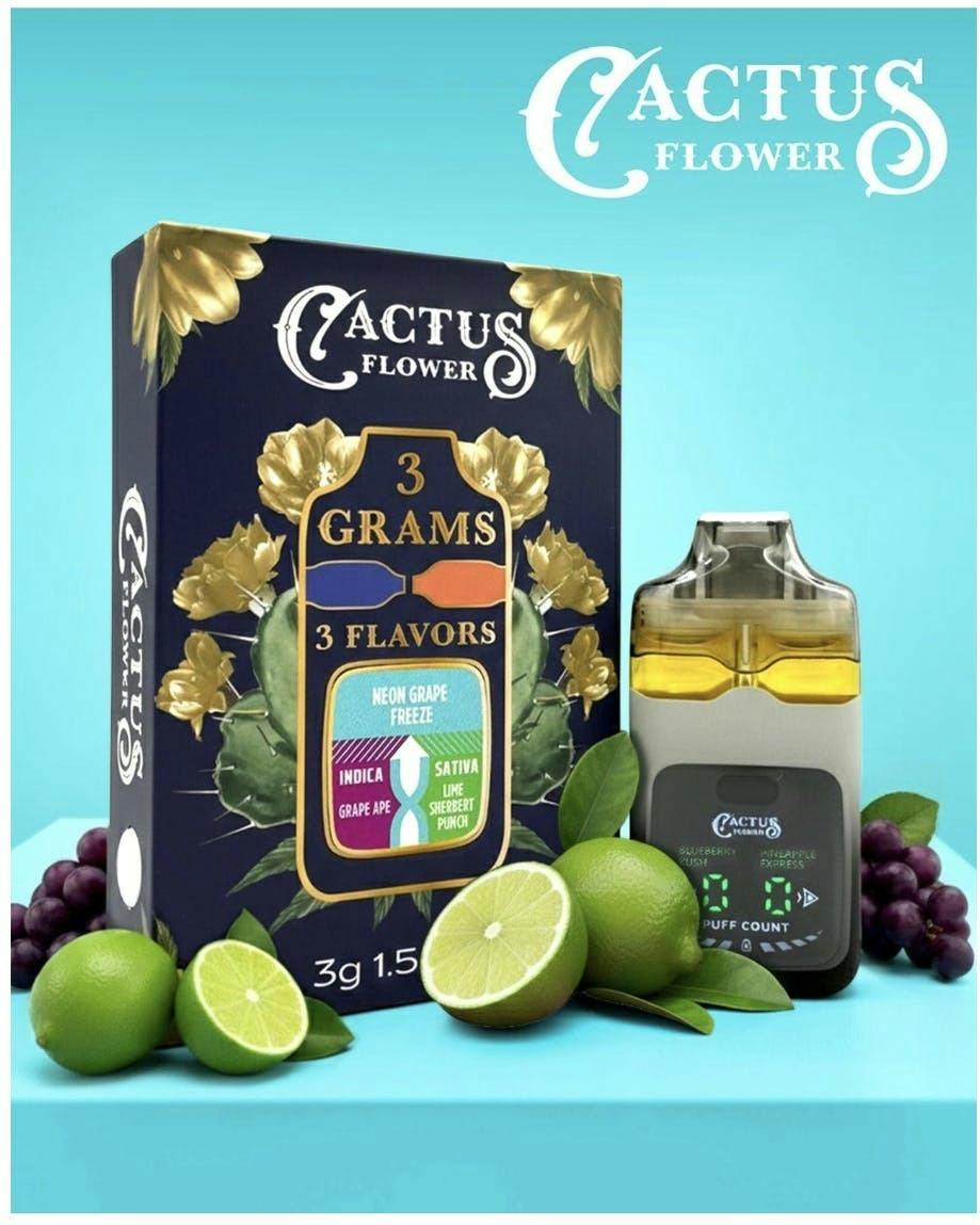 Cactus Flower | Neon Grape Freeze | THC: 80.93% TERPS: 6.07% | 3G Vape (Tax Included)