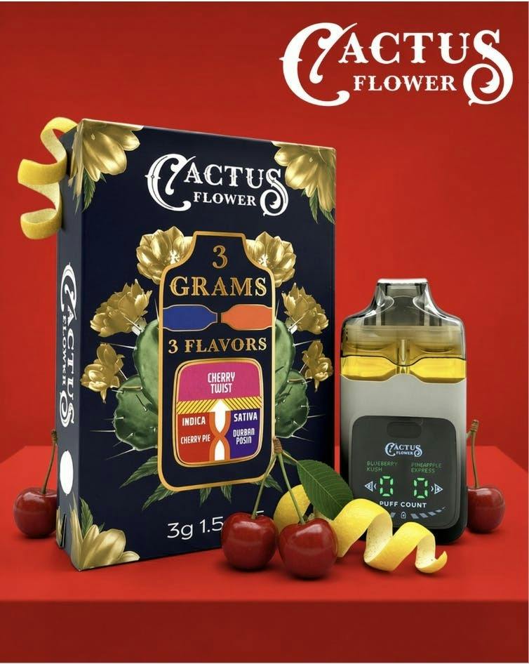 Cactus Flower | Cherry Twist | THC: 79.88% TERPS: 4.77% | 3G Vape (Tax Included)