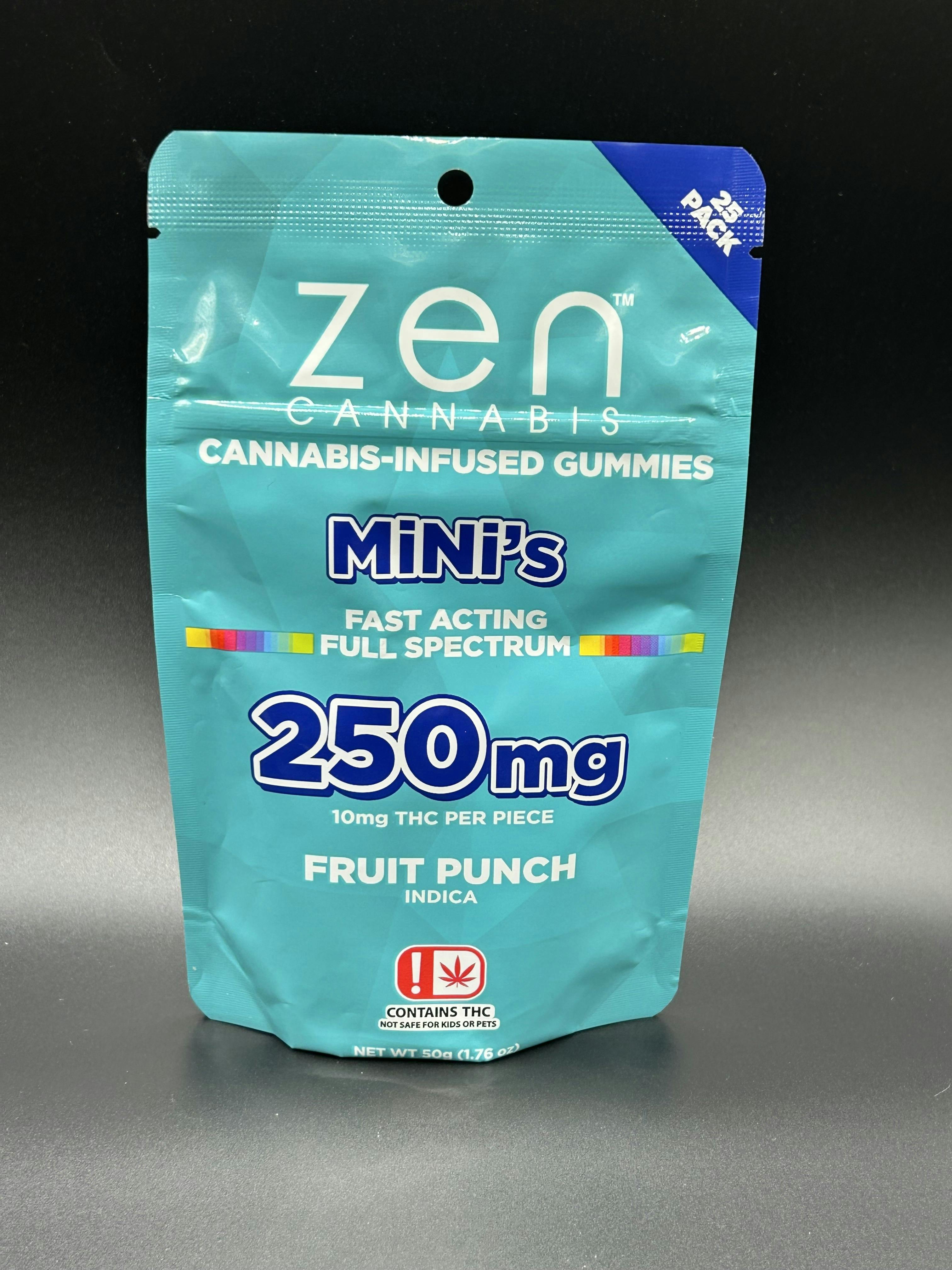 ZEN | Fruit Punch Mini's Indica | THC: 250MG | 10MG Per Piece