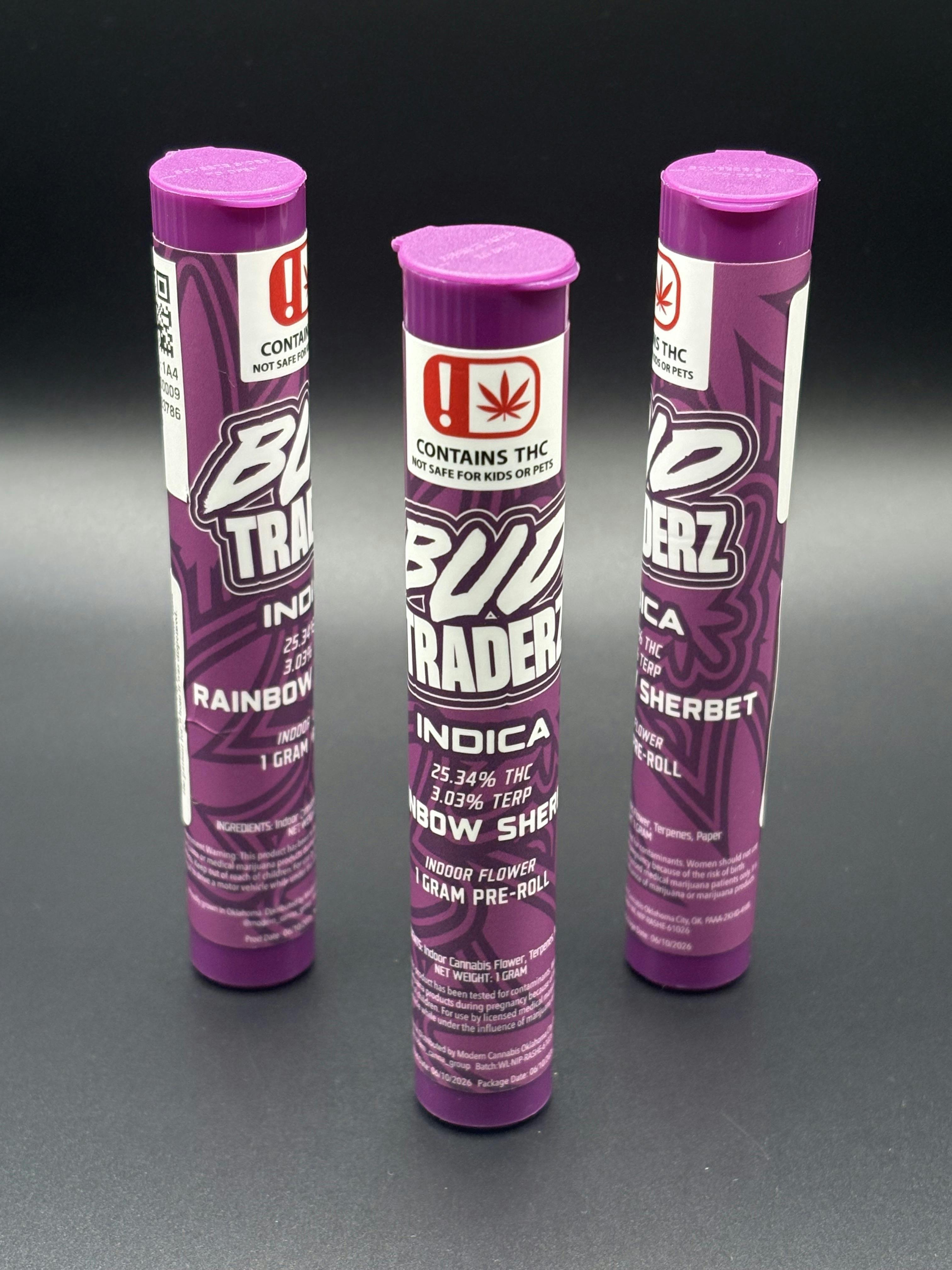 Bud Traderz | Rainbow Sherbet | THC: 25.34% TERPS: 3.03% | 1G Pre-roll (Tax Included)