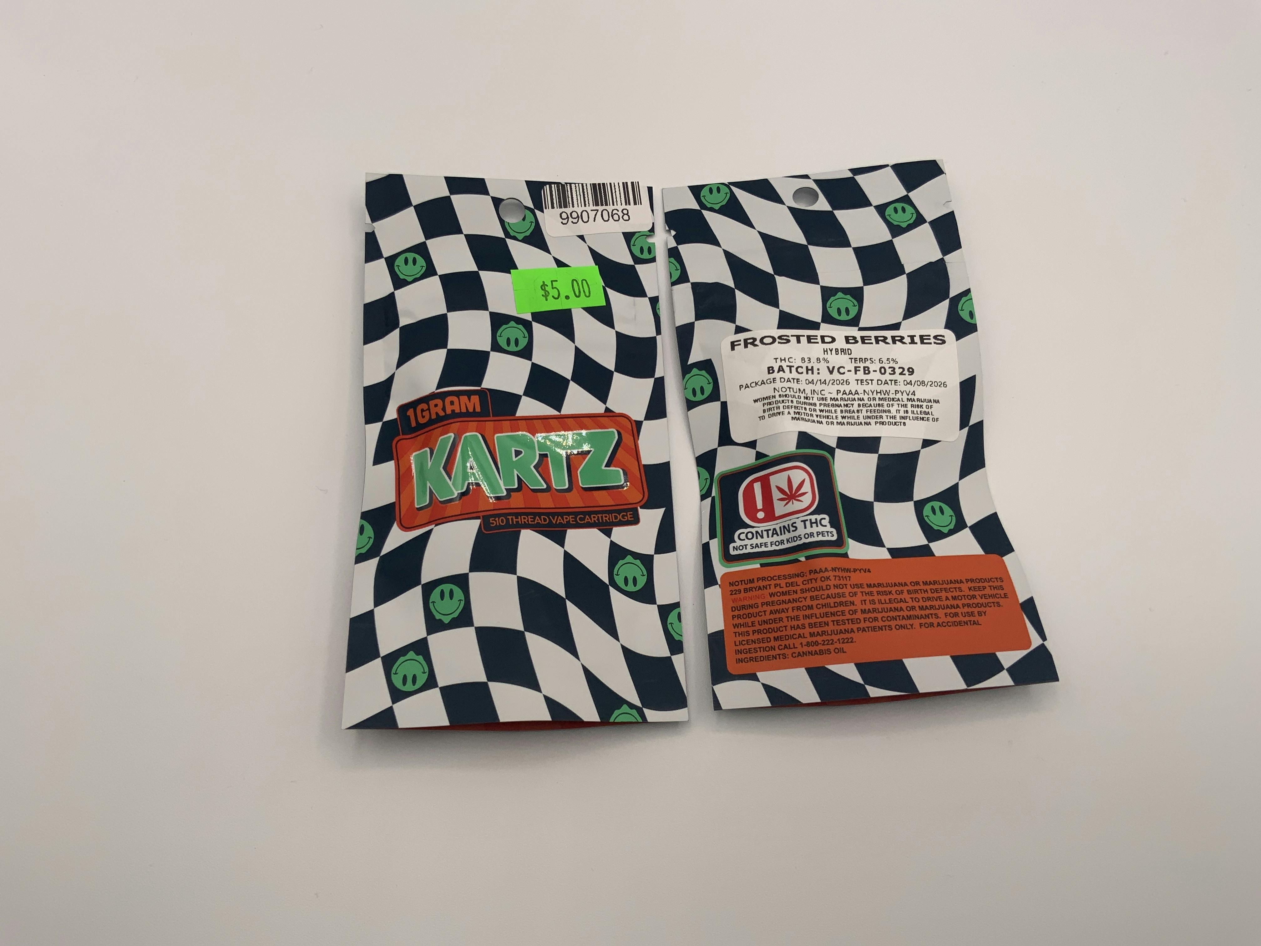 Kartz Frosted Berries 1g Cartridge at Mk's Cure It With Cannabis