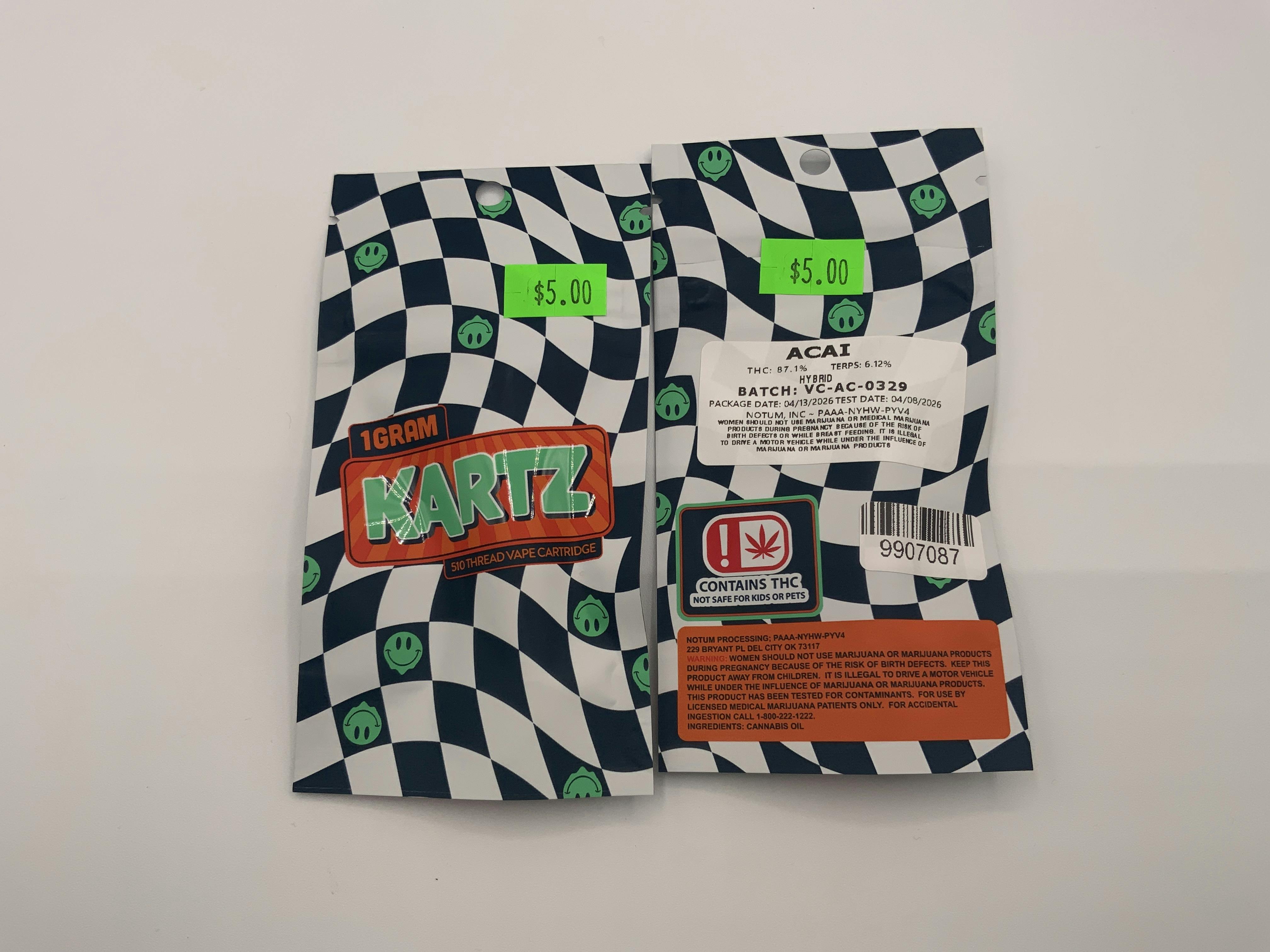 Kartz Acai 1g Cartridge at Mk's Cure It With Cannabis