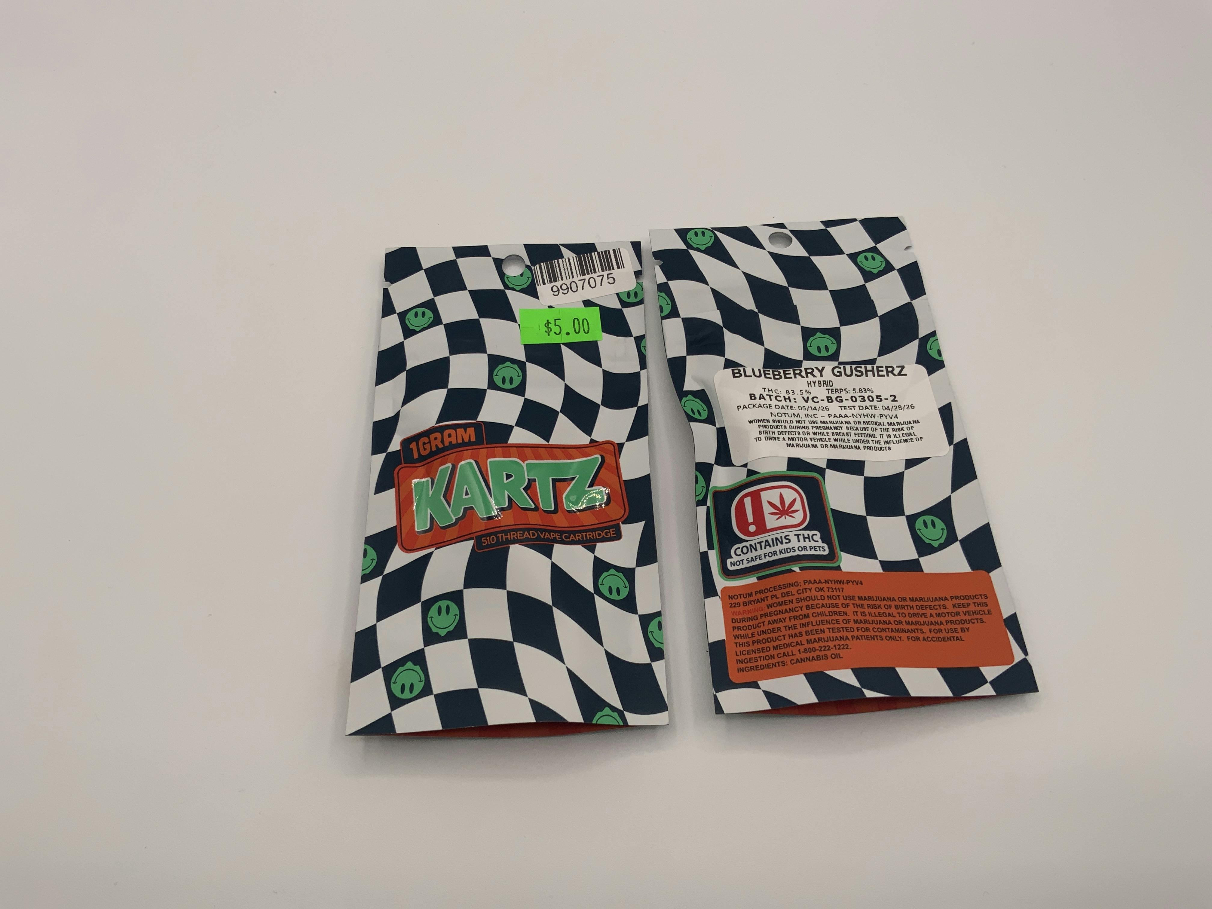 Kartz Blueberry Gusherz 1g Cartridge at Mk's Cure It With Cannabis
