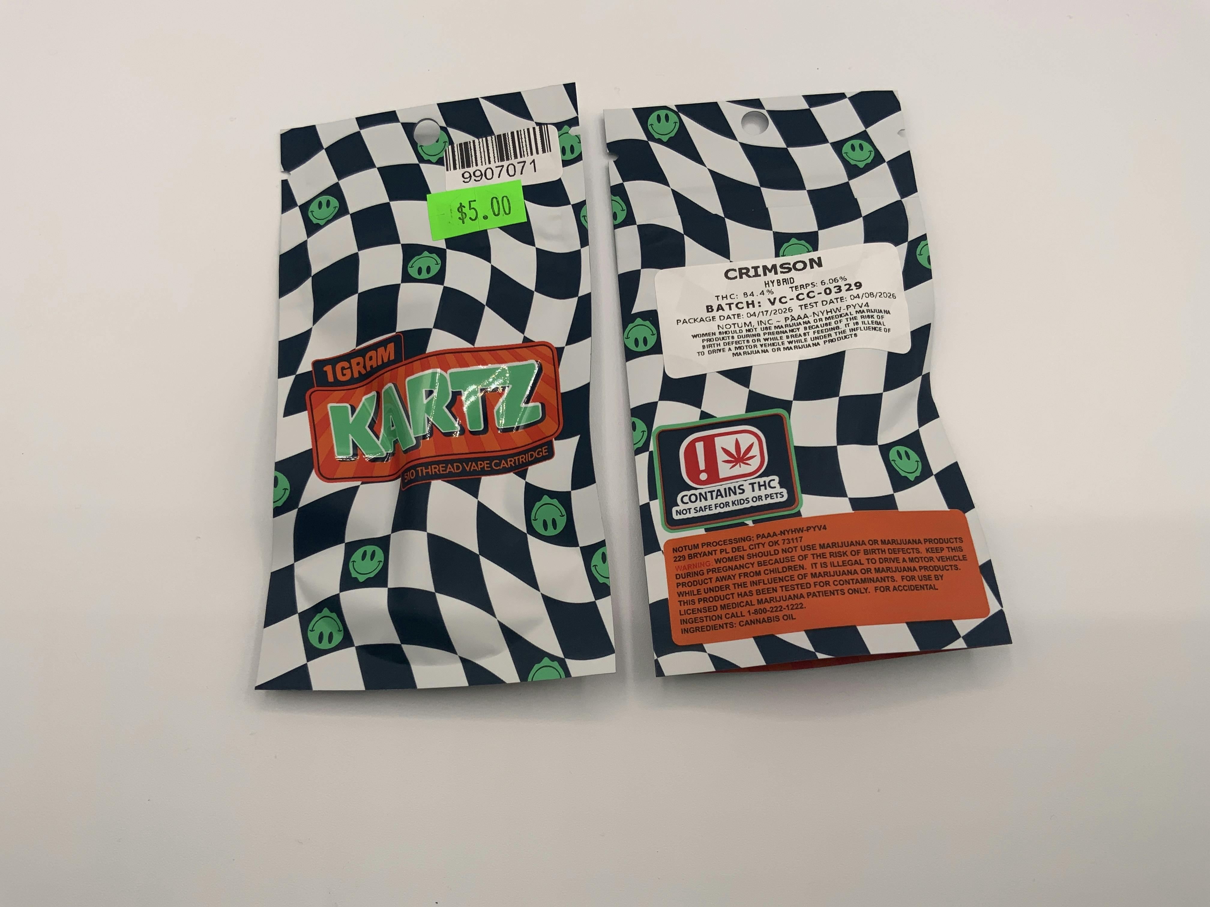 Kartz Crimson 1g Cartridge at Mk's Cure It With Cannabis