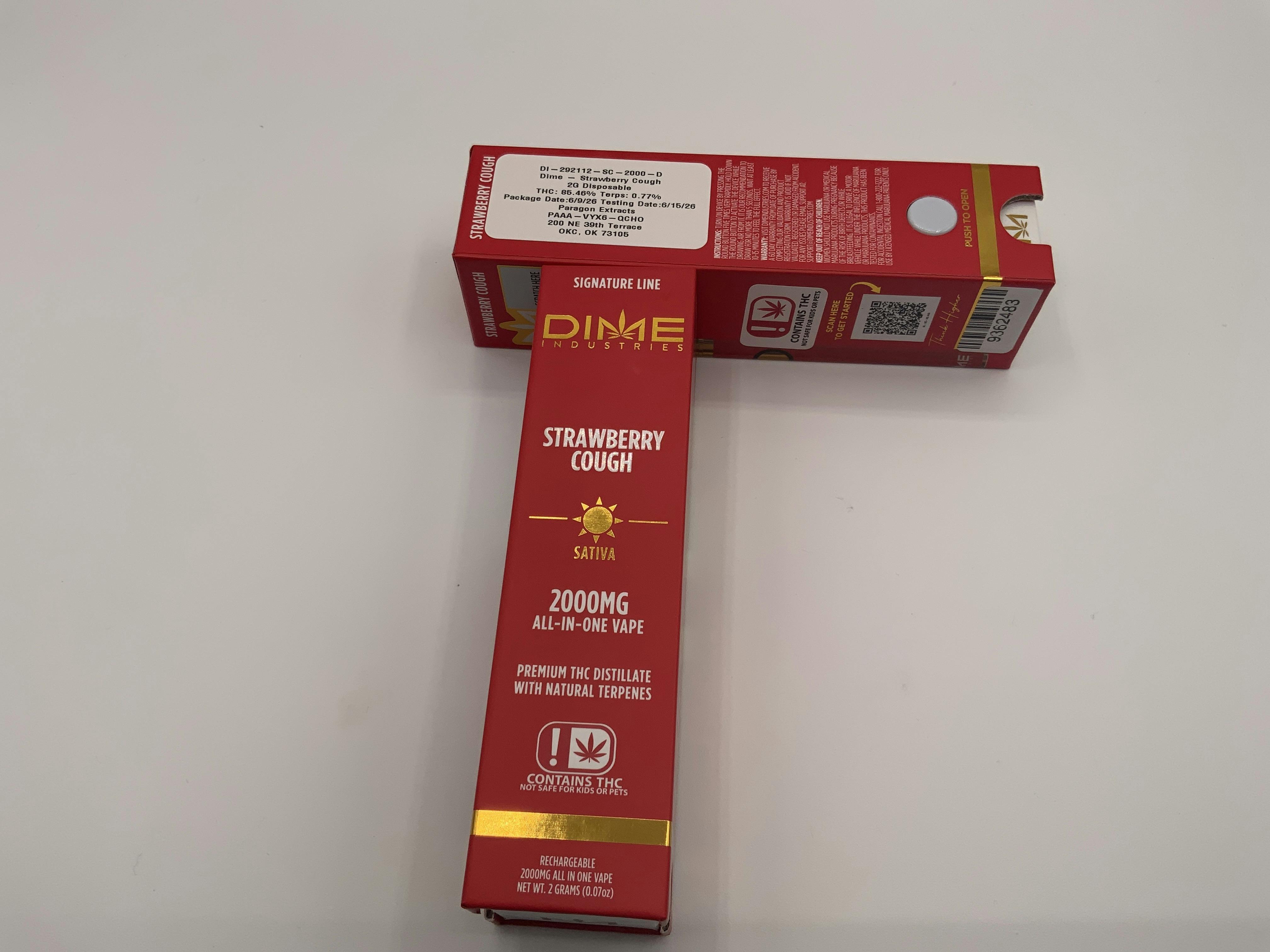Dime Strawberry Cough 2G Disposable