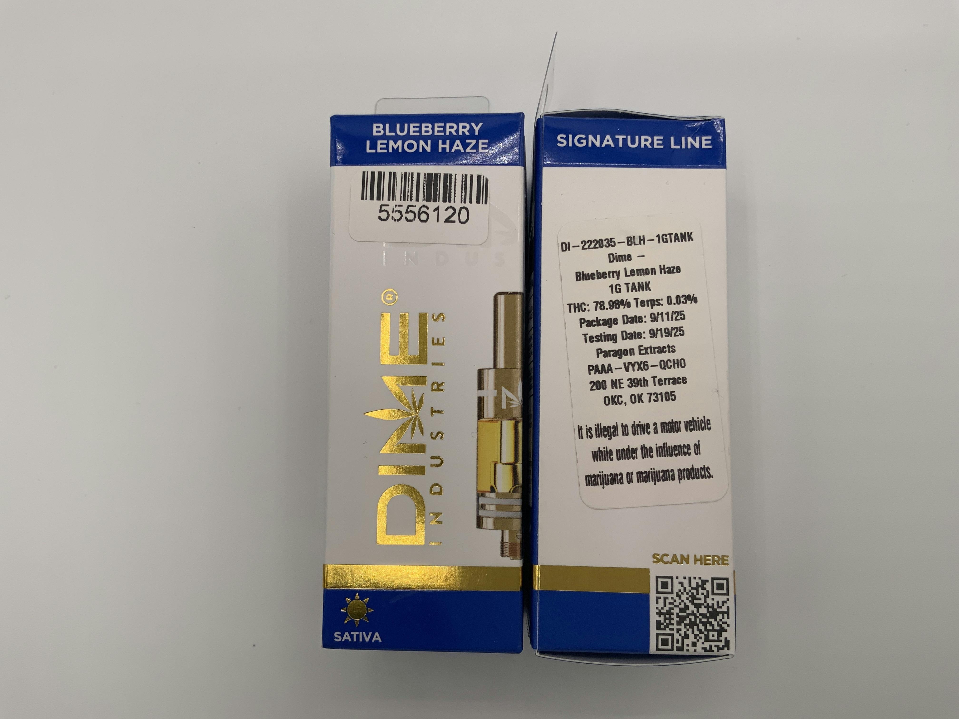 Dime Blueberry Lemon Haze 1g Cartridge