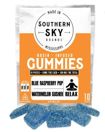Blue Raspberry Pop x Watermelon Gusher Gummies | 300mg | 10ct | 30mg/ea by Southern Sky Brands