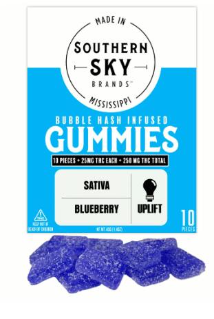Blueberry Bubble Hash Infused Gummies | 250mg | 10ct | 250mg/ea by Southern Sky Brands
