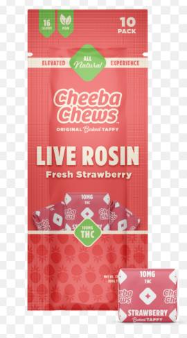 Cheeba Chews | 100mg | Fresh Strawberry | Live Rosin Taffy | 10pk
