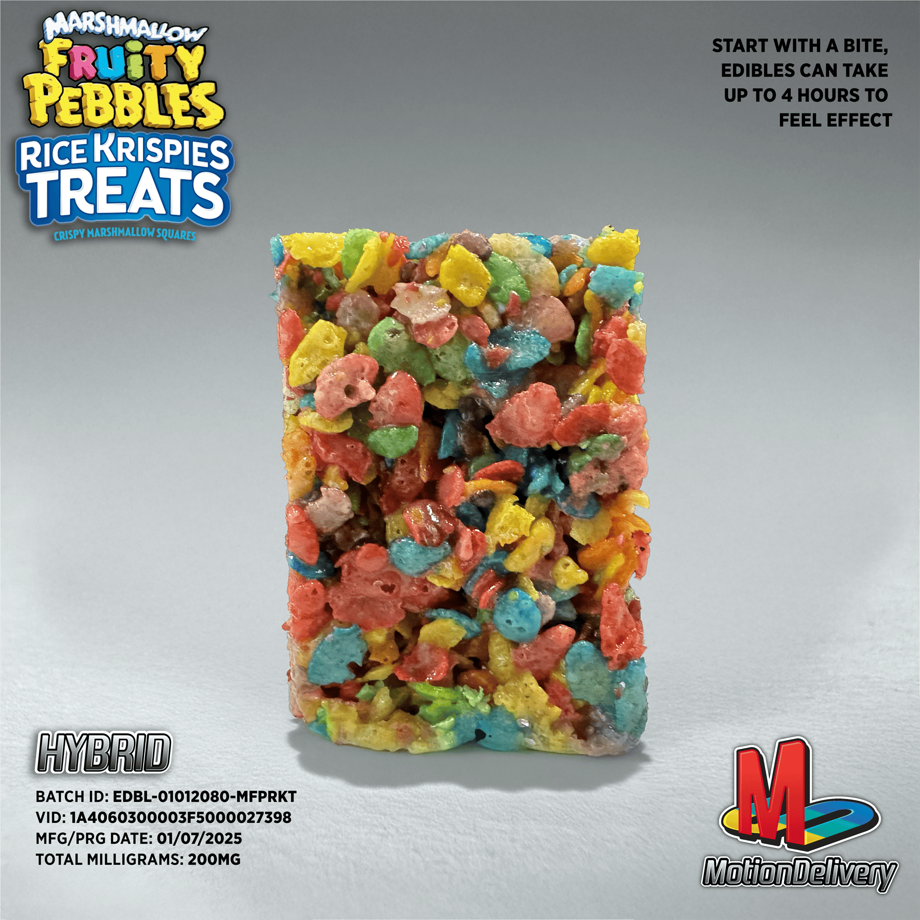 Marshmallow Fruity Pebbles Rice Krispy Treat 200mg