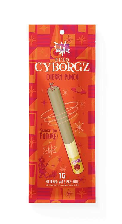 Hy-R Cyborgz Liquid Diamond Infused Pre Roll 1G | Cherry Punch by Goldkine