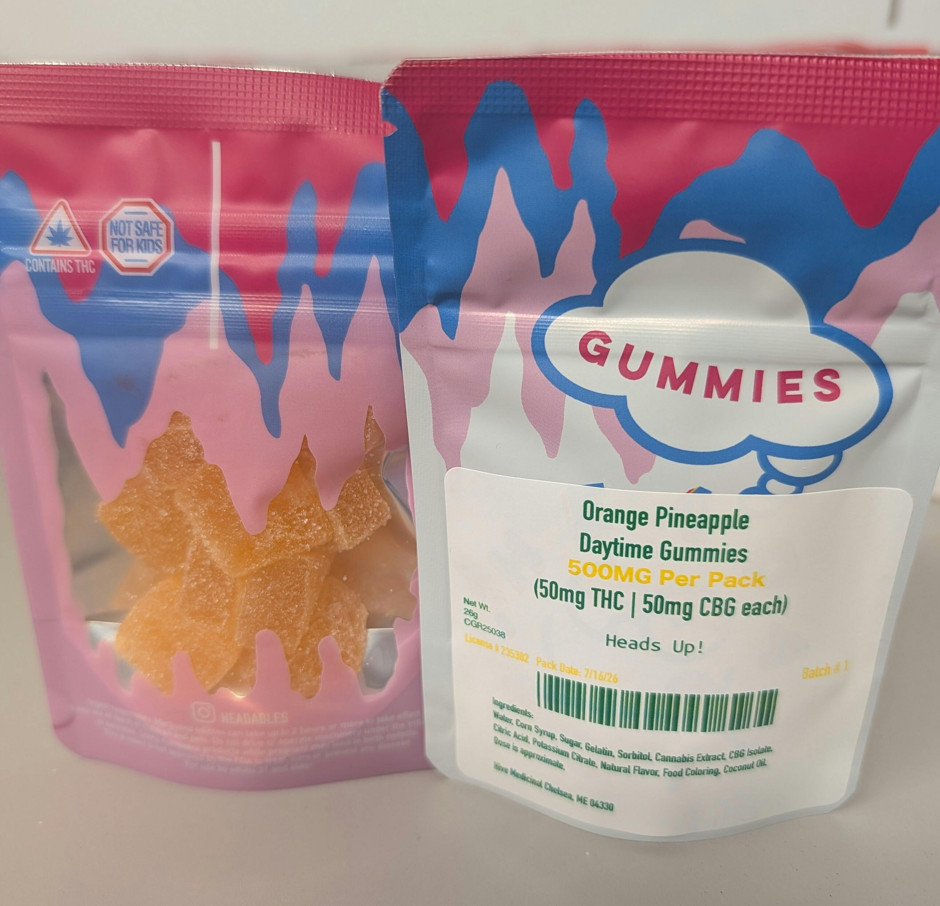 Heads Up! | 1:1 THC:CBG Orange Pineapple Daytime Gummies - 500mg cannabis product
