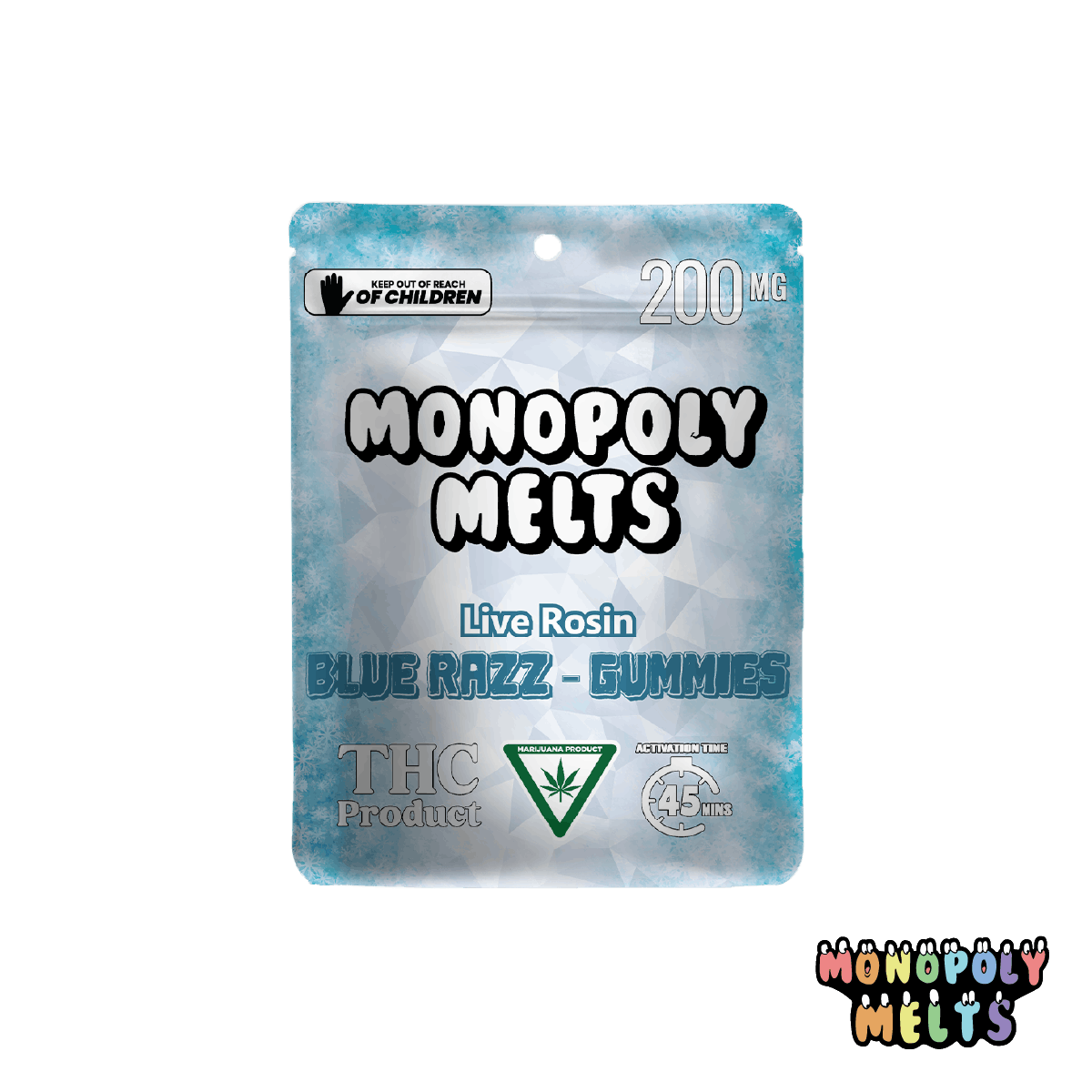 Monopoly Melts | Blue Razz Gummies | 200mg | 10ct | 20mg/ea