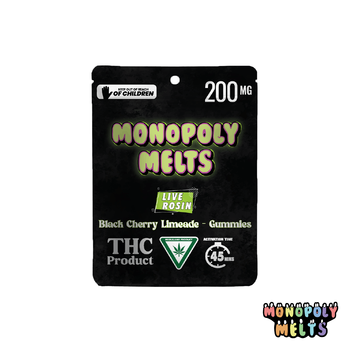 Monopoly Melts | Black Cherry Limeade Gummies | 200mg | 10ct | 20mg/ea