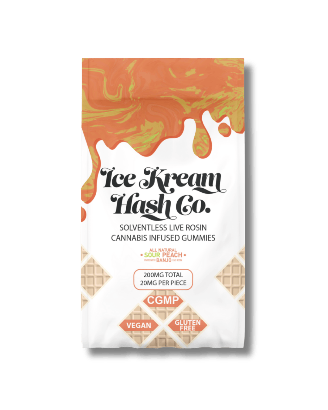 Sour Peach Live Rosin Gummies | 200mg | 10ct | 20mg/ea