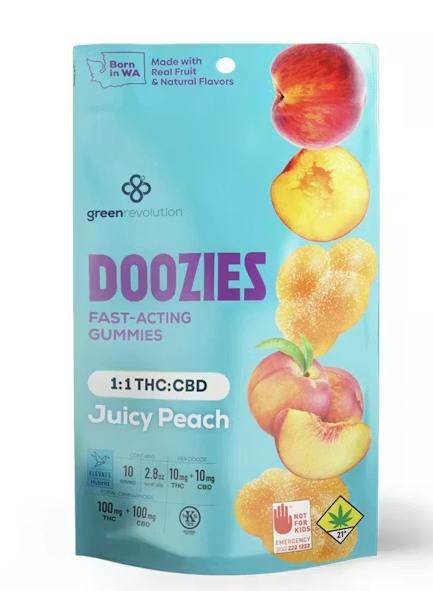 Doozies | 1:1 THC:CBD Peach Gummies [10pk] by Green Revolution