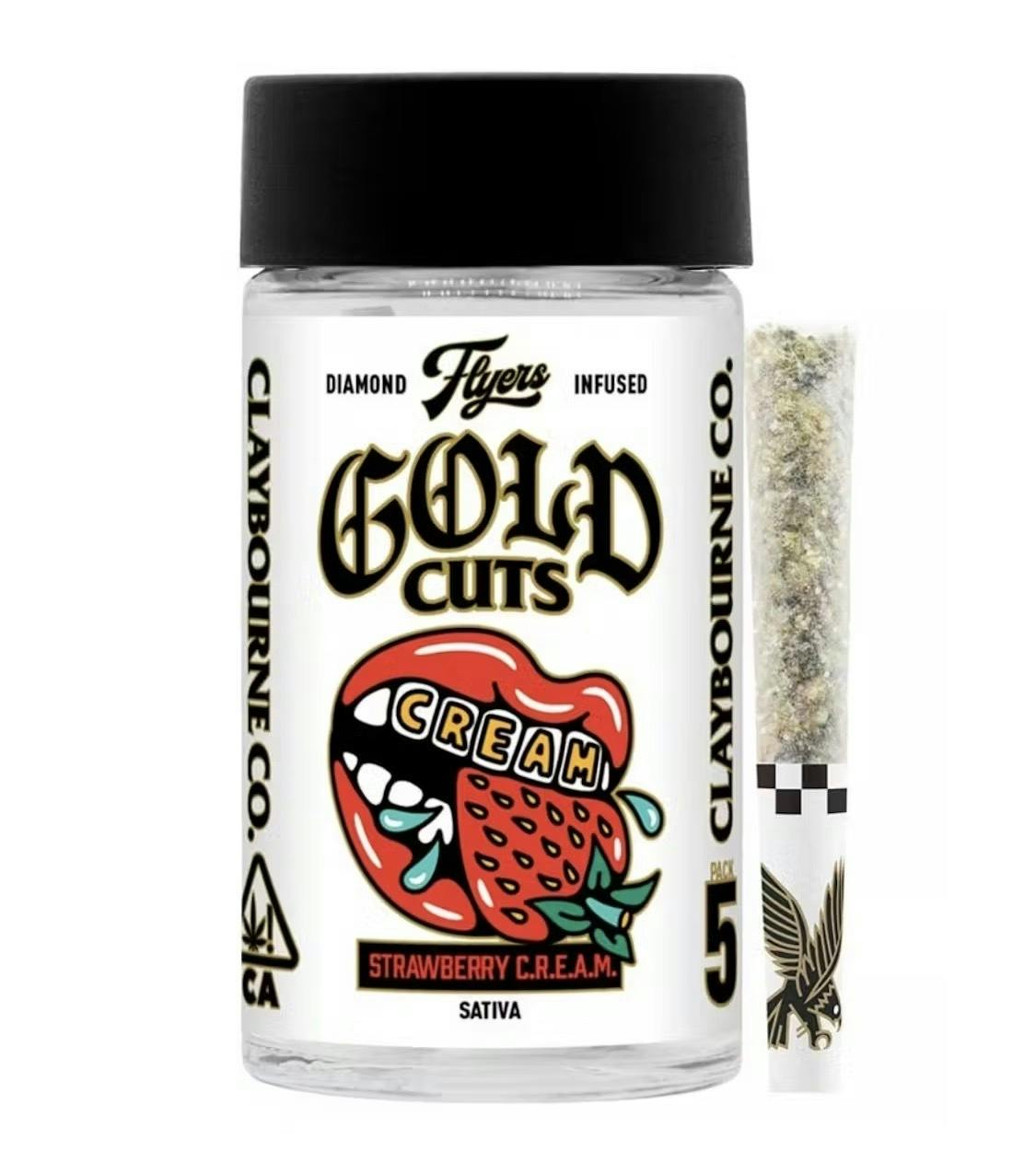 Claybourne Co | Flyers Diamond | Indoor Strawberry C.R.E.A.M. | 5pk Infused PreRolls