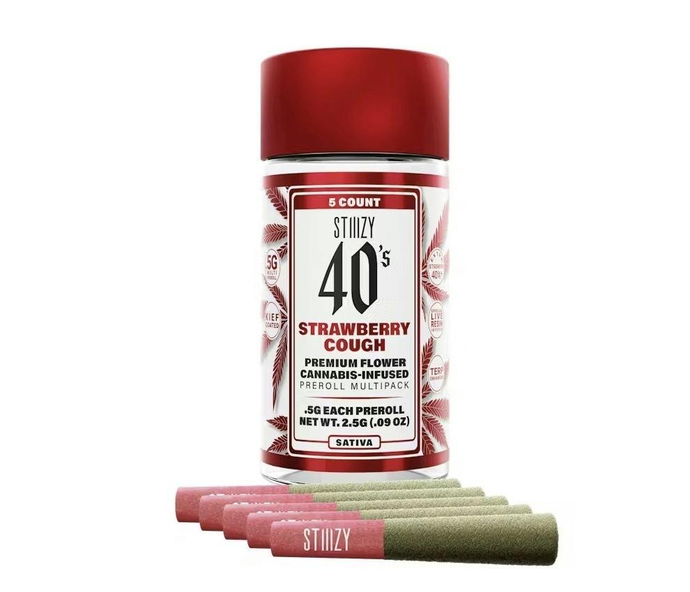 Stiiizy | Strawberry Cough | 5pk Infused Pre Roll | 2.5G