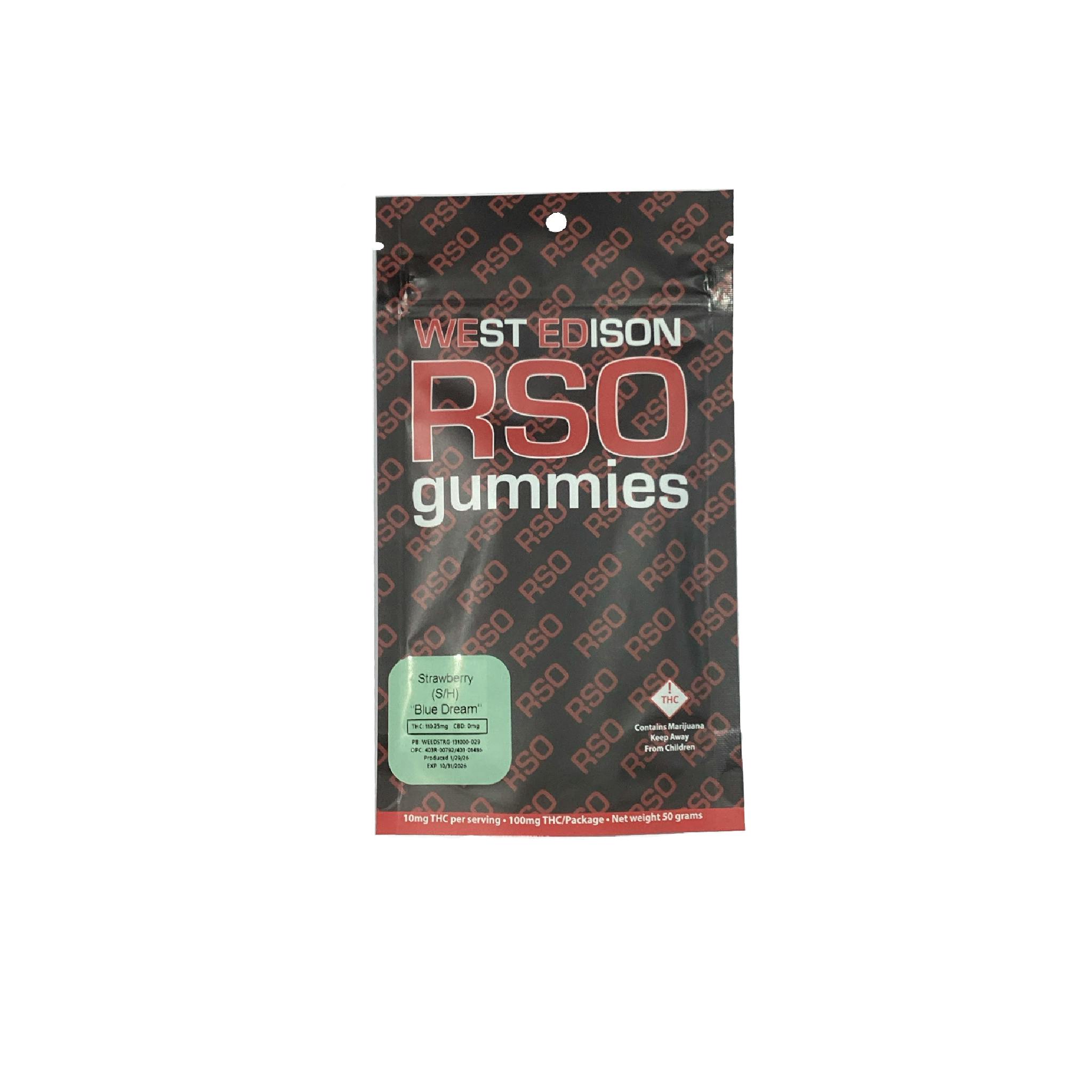 West Edison | 100mg RSO Gummies | Strawberry "Blue Dream"