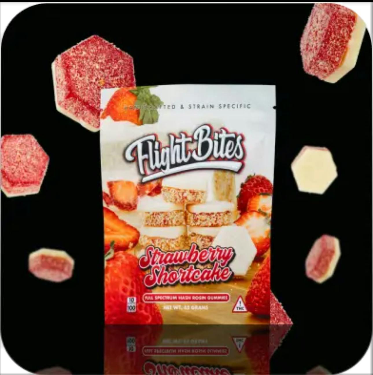 Rosin Gummy- 100mg Flight Bites- Strawberry Shoertcake