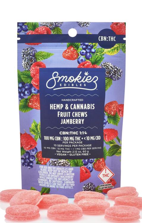 Jamberry Gummies THC:CBN 1:1 | 100mg | 10ct | 10mg/ea by Smokiez Edibles