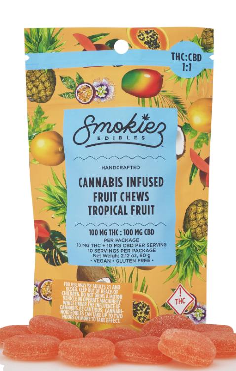 Tropical Gummies THC:CBD 1:1 | 100mg | 10ct | 10mg/ea by Smokiez Edibles