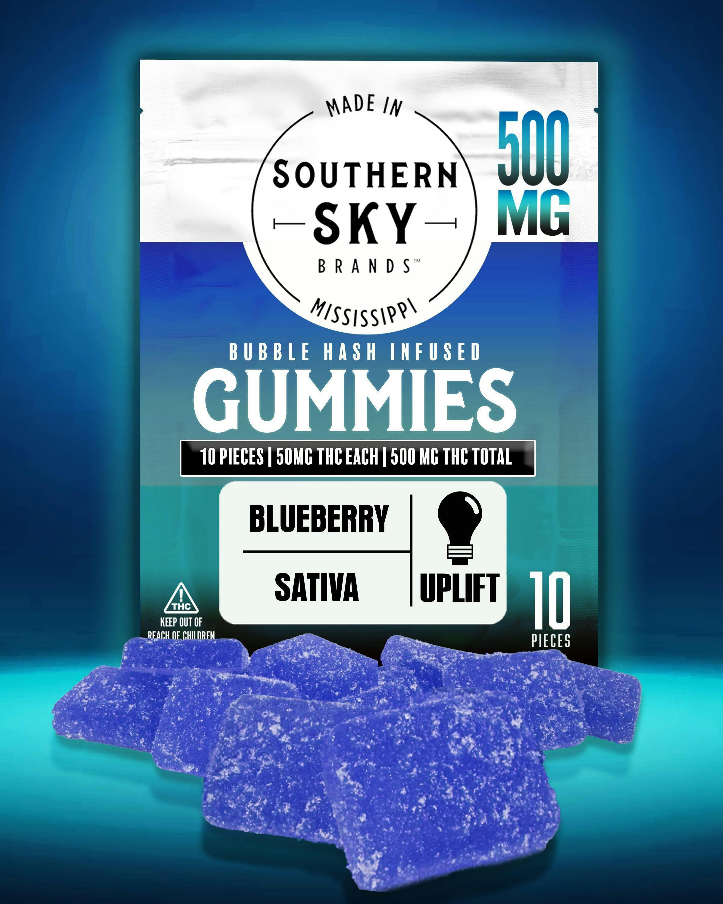 Southern Sky | 500mg | Blueberry | Bubble Hash Gummies | 10pk cannabis product