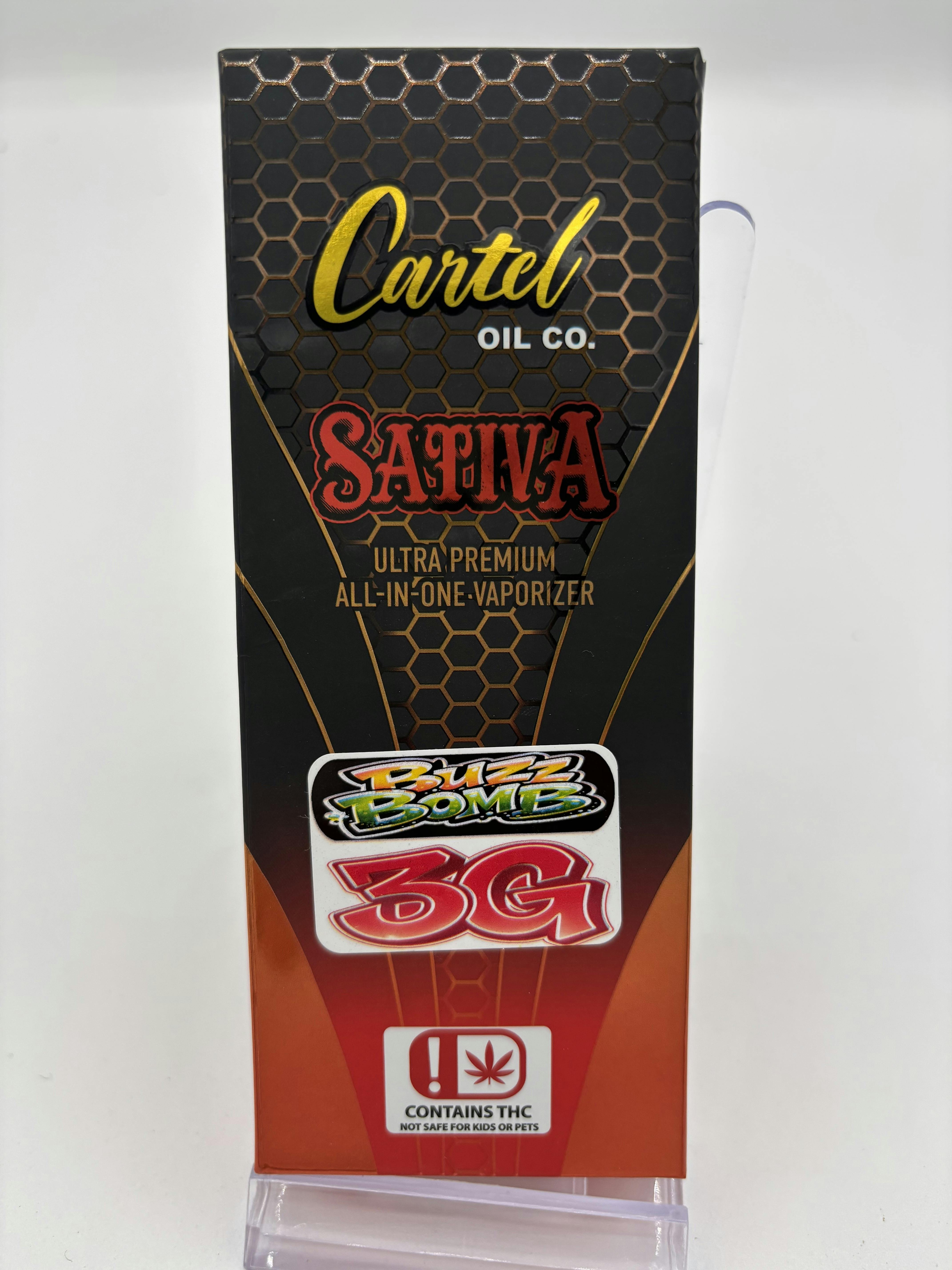 Cartel Oil Co | Disposable | Distillate | Live Terps | Sativa | Buzz Bomb | 3g