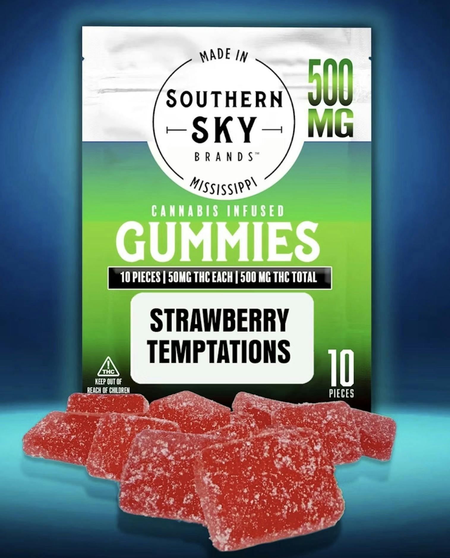 Southern Sky | Strawberry Temptations Gummies | 500mg | 10ct | 50mg/ea