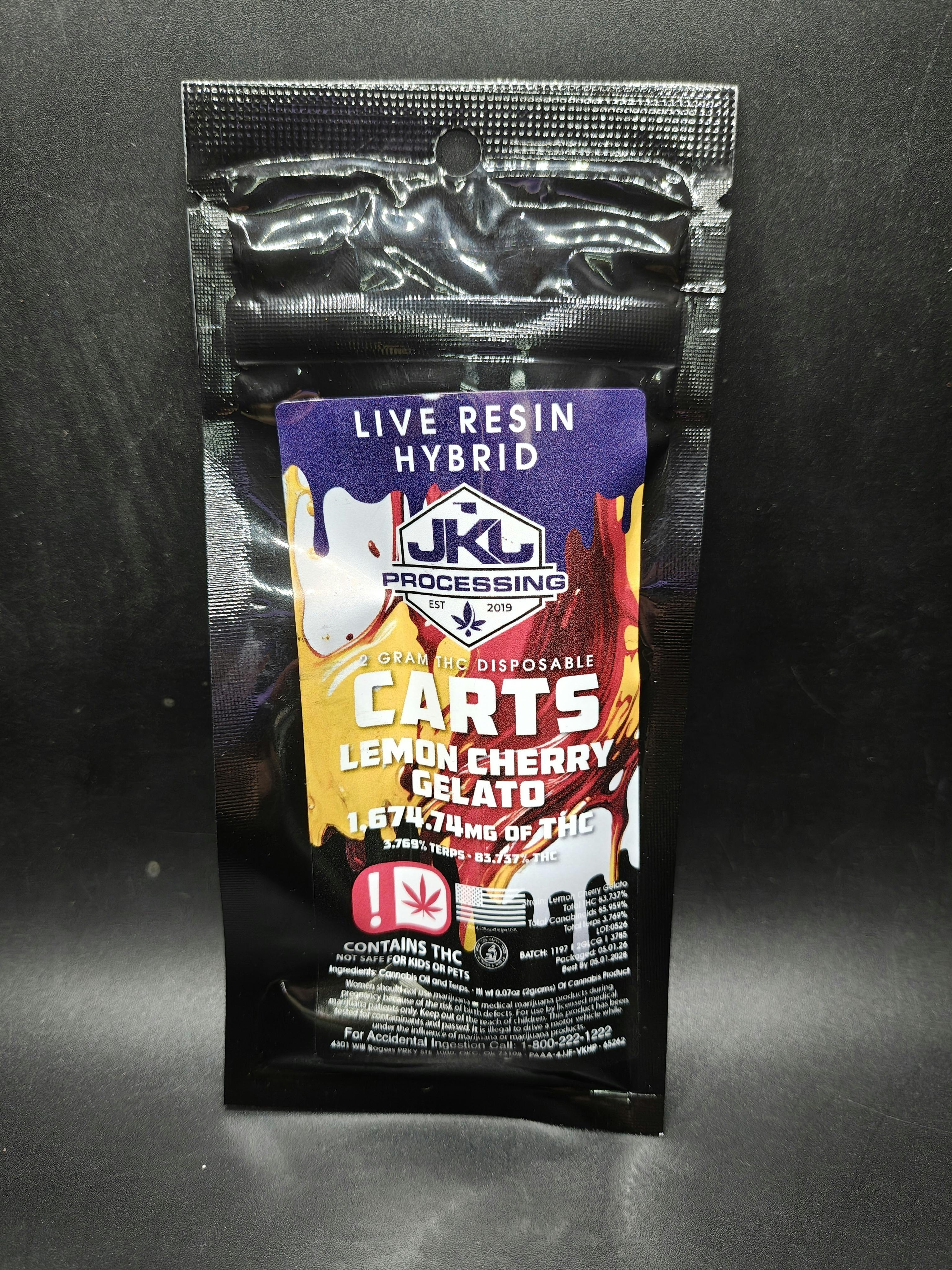 JKJ Processing - Lemon Cherry Gelato - 2G Live Resin Disposable