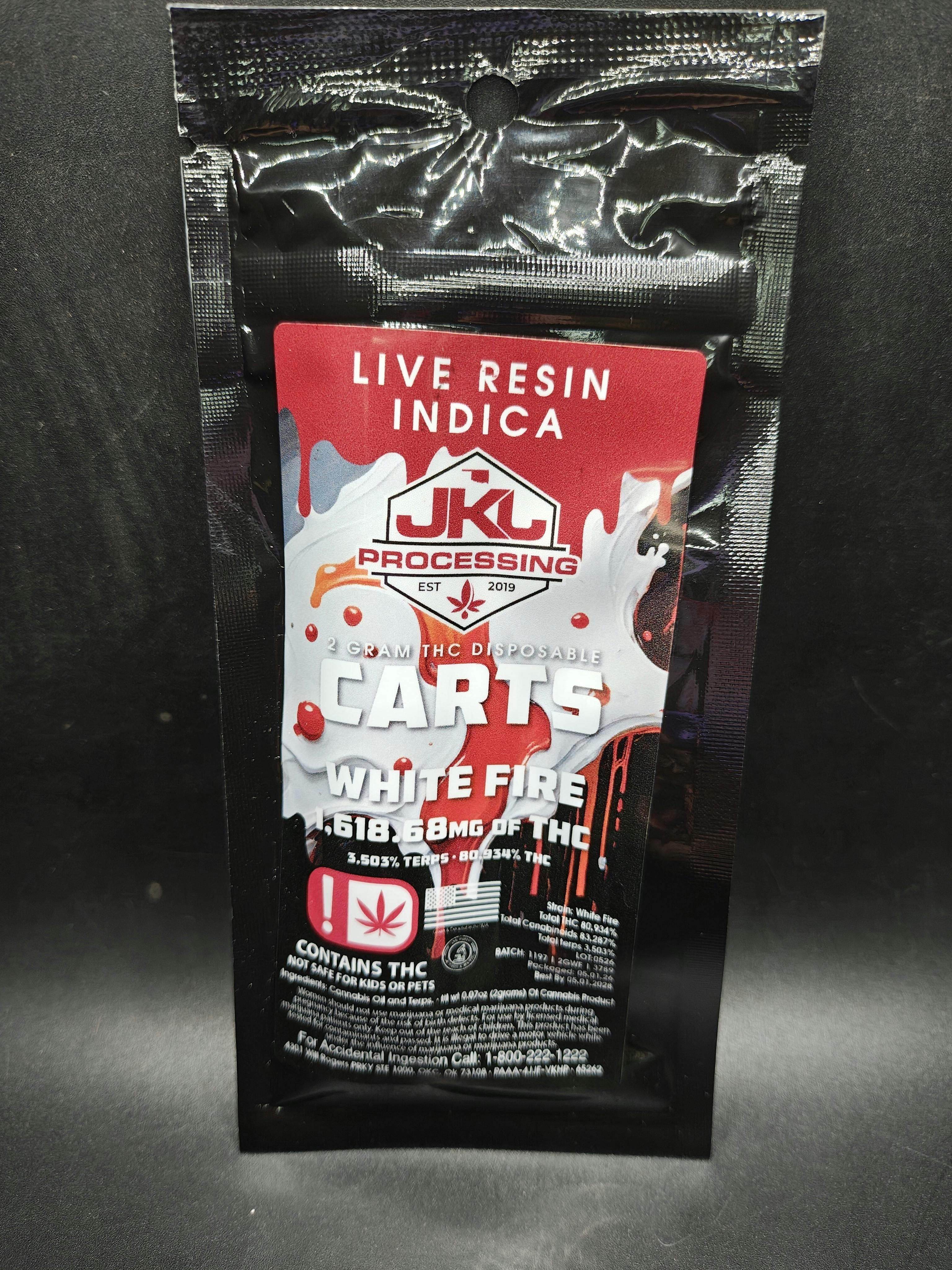 JKJ Processing - White Fire - 2G Live Resin Disposable
