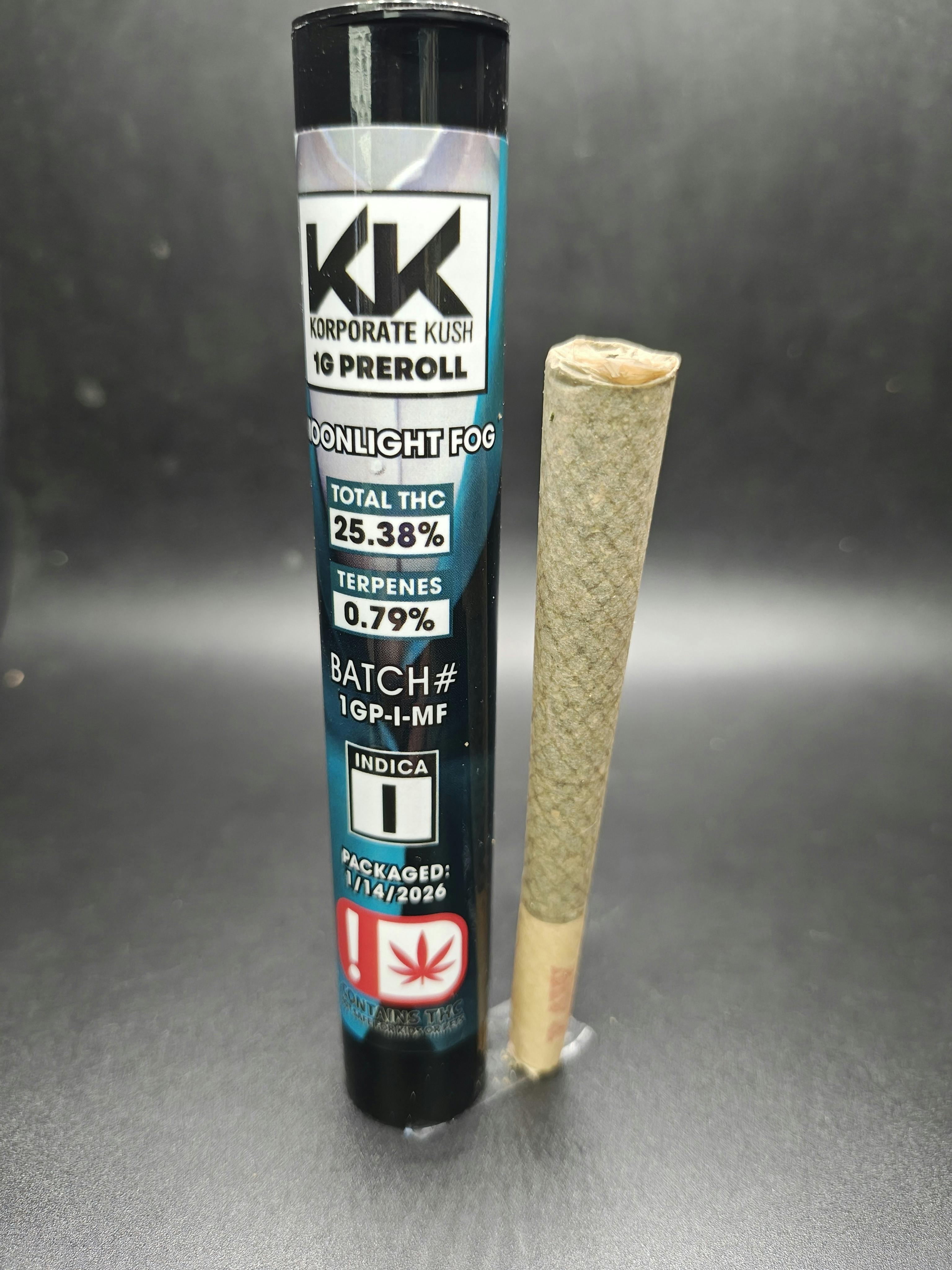 Korp Kush - Moonlight Fog - 1G Pre Roll (3G/$4.31) (20G/$25.86)