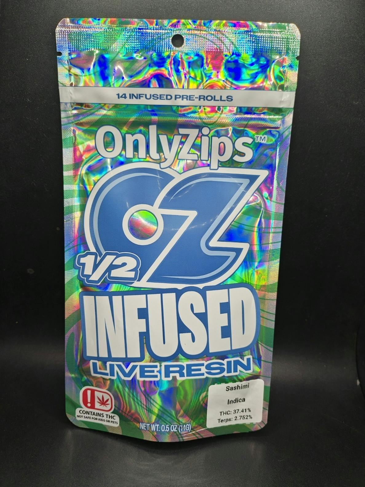 Only Zips | 14g Live Resin Infused Pre Roll Pack | Sashimi