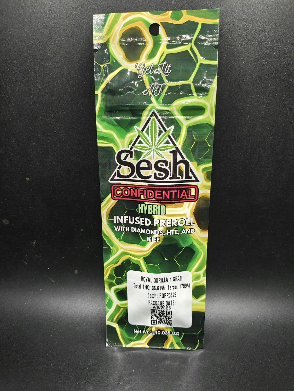 Sesh Confidential - Royal Gorilla - 1G Diamond Infused Pre Roll