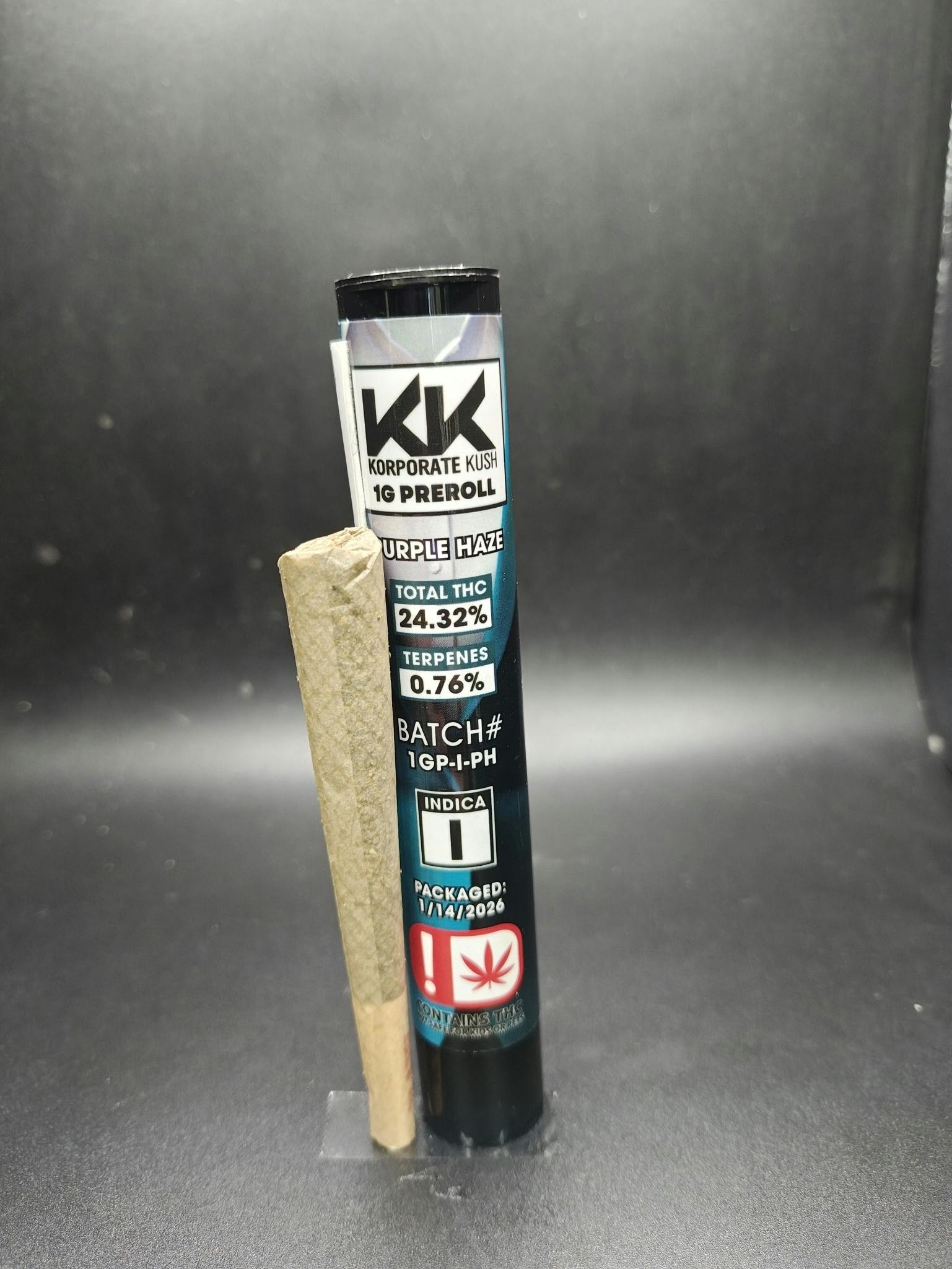 Korp Kush - Purple Haze - 1G Pre Roll (3G/$4.31) (20G/$25.86)
