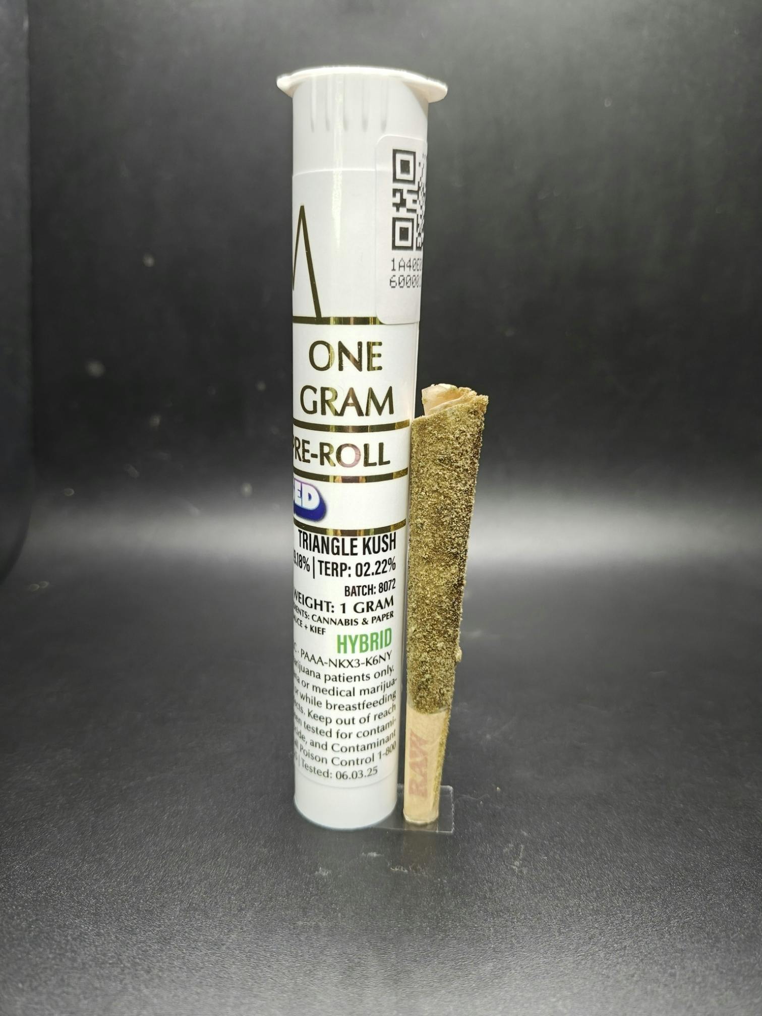 White Mousse - Triangle Kush - 1G Terp Sauce and Kief Infused Pre Roll