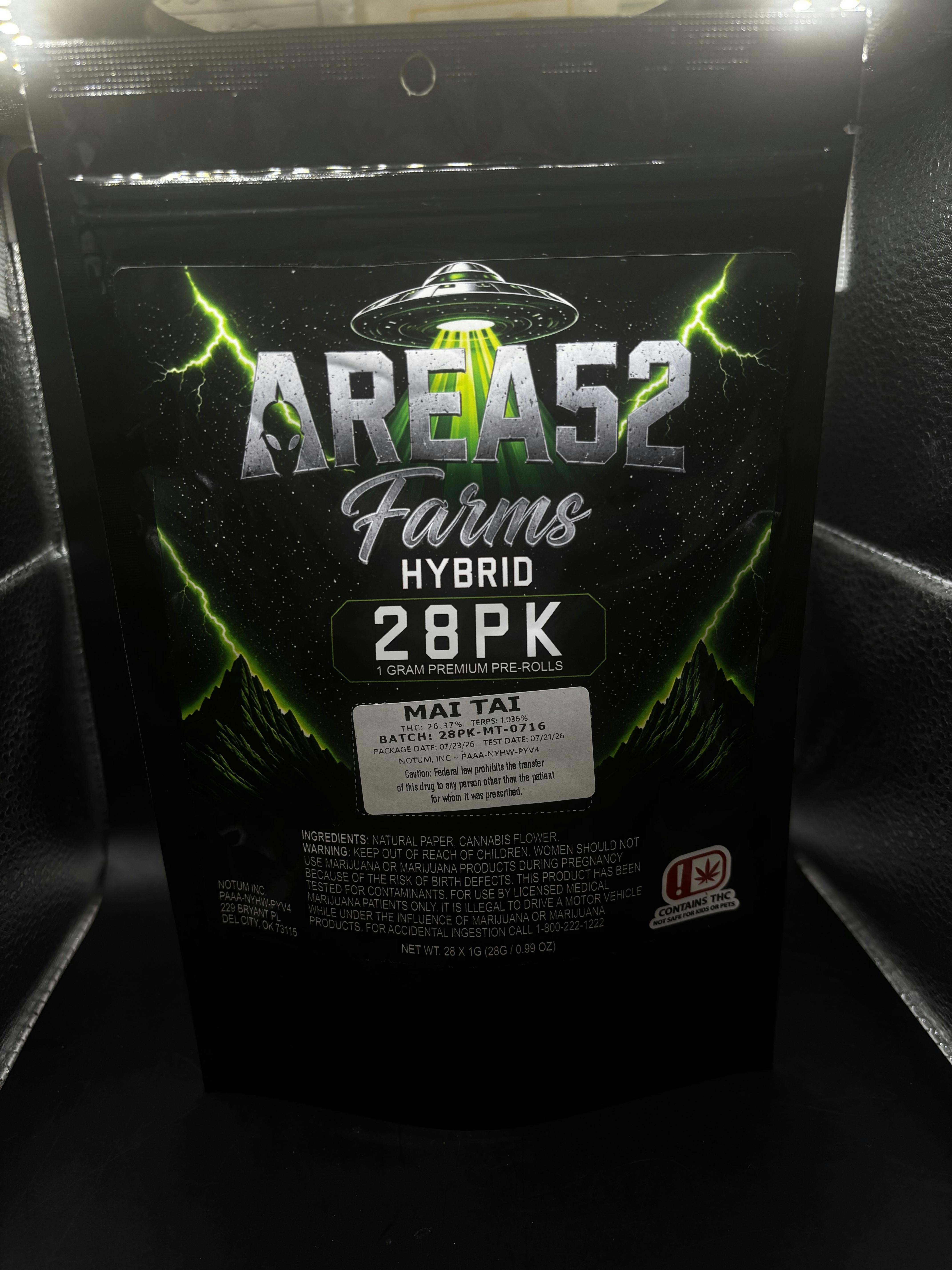 Area 52 Farms - Mai Tai - 1G Keif Infused - 28PK Pre Rolls